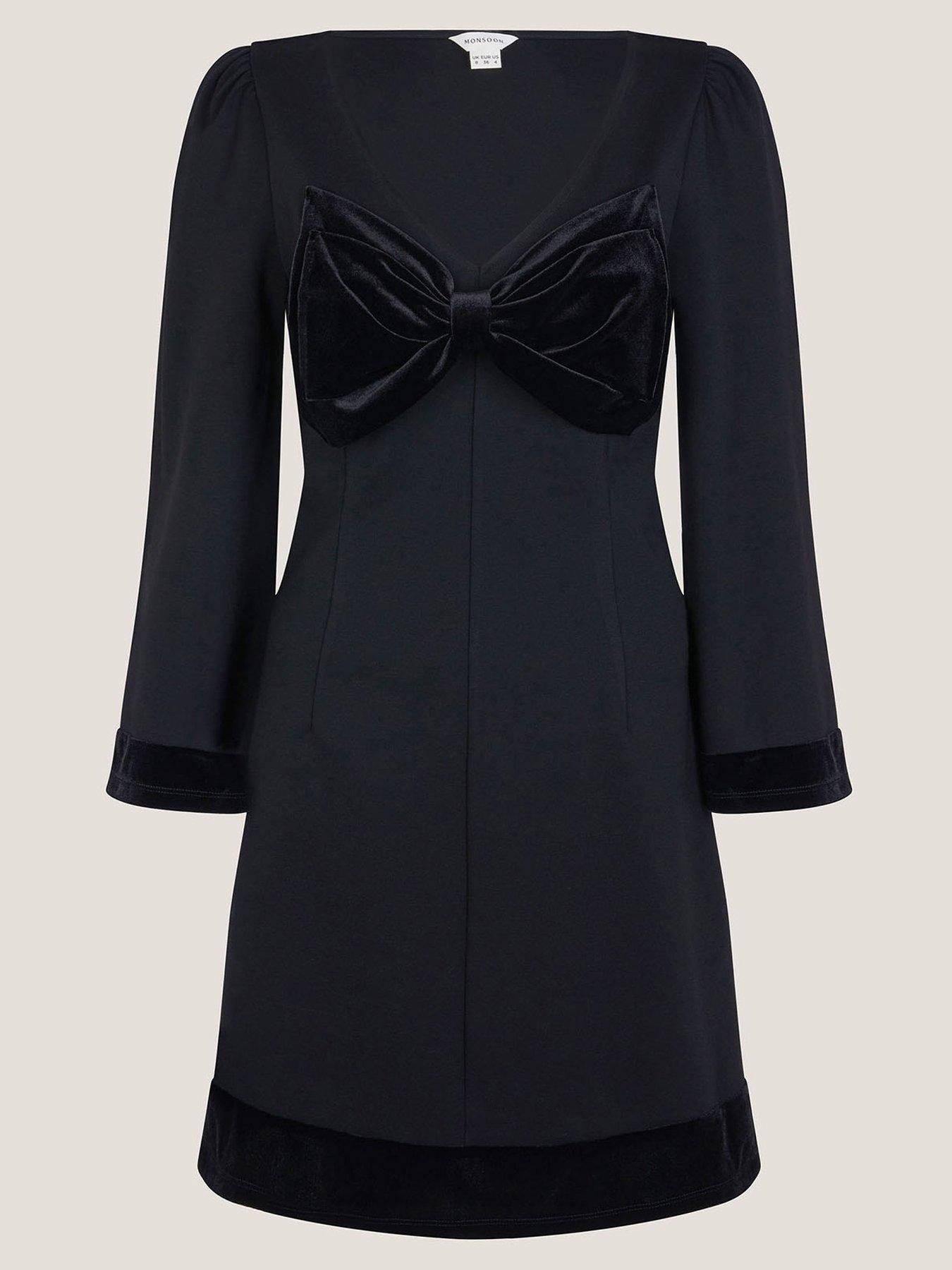  image of monsoon-blair-bow-point-dress-black
