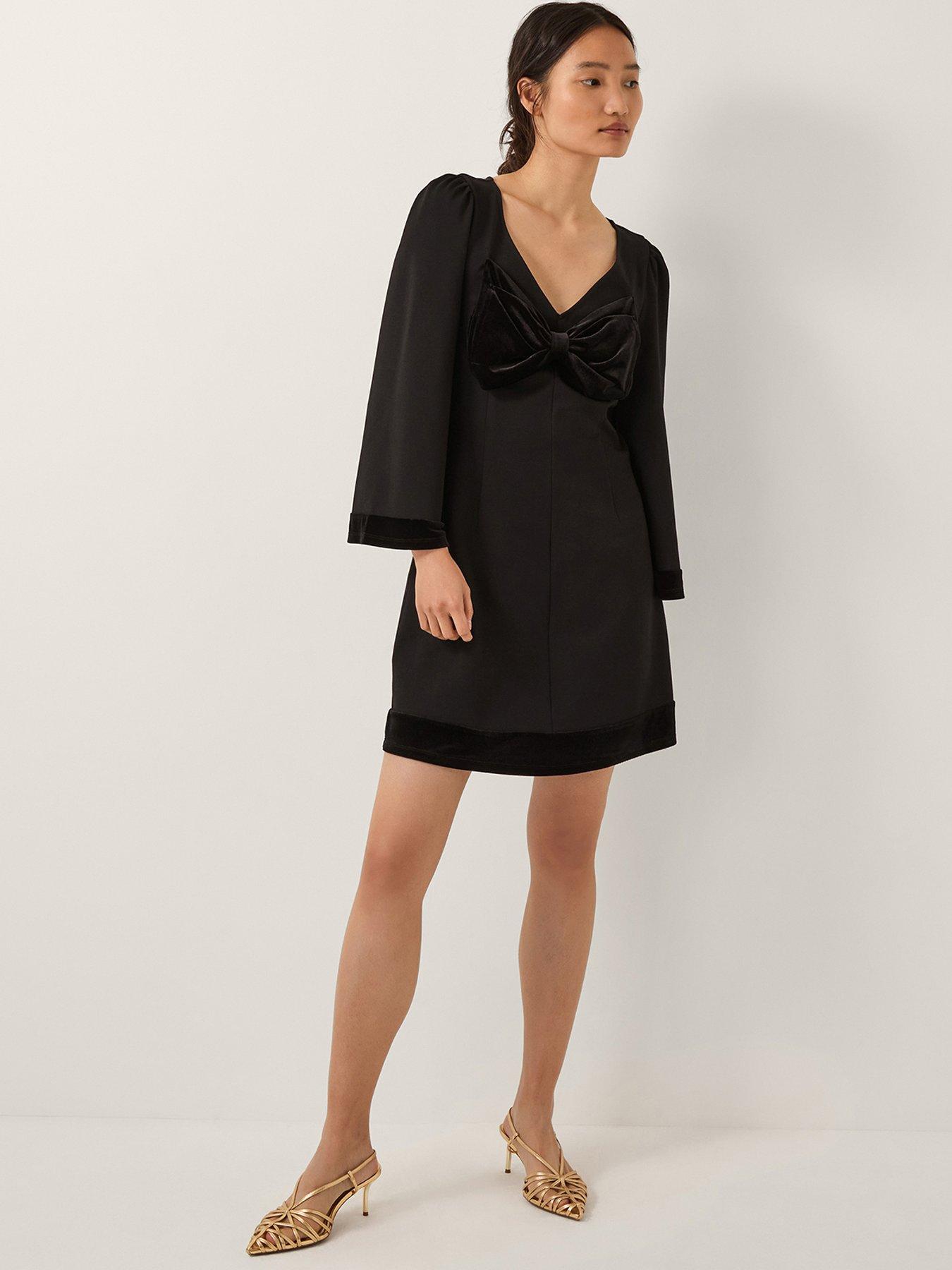  image of monsoon-blair-bow-point-dress-black