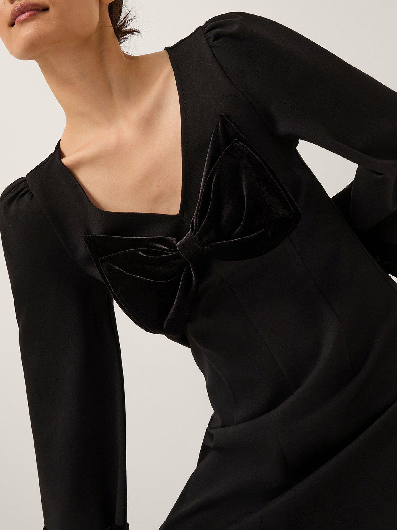  image of monsoon-blair-bow-point-dress-black