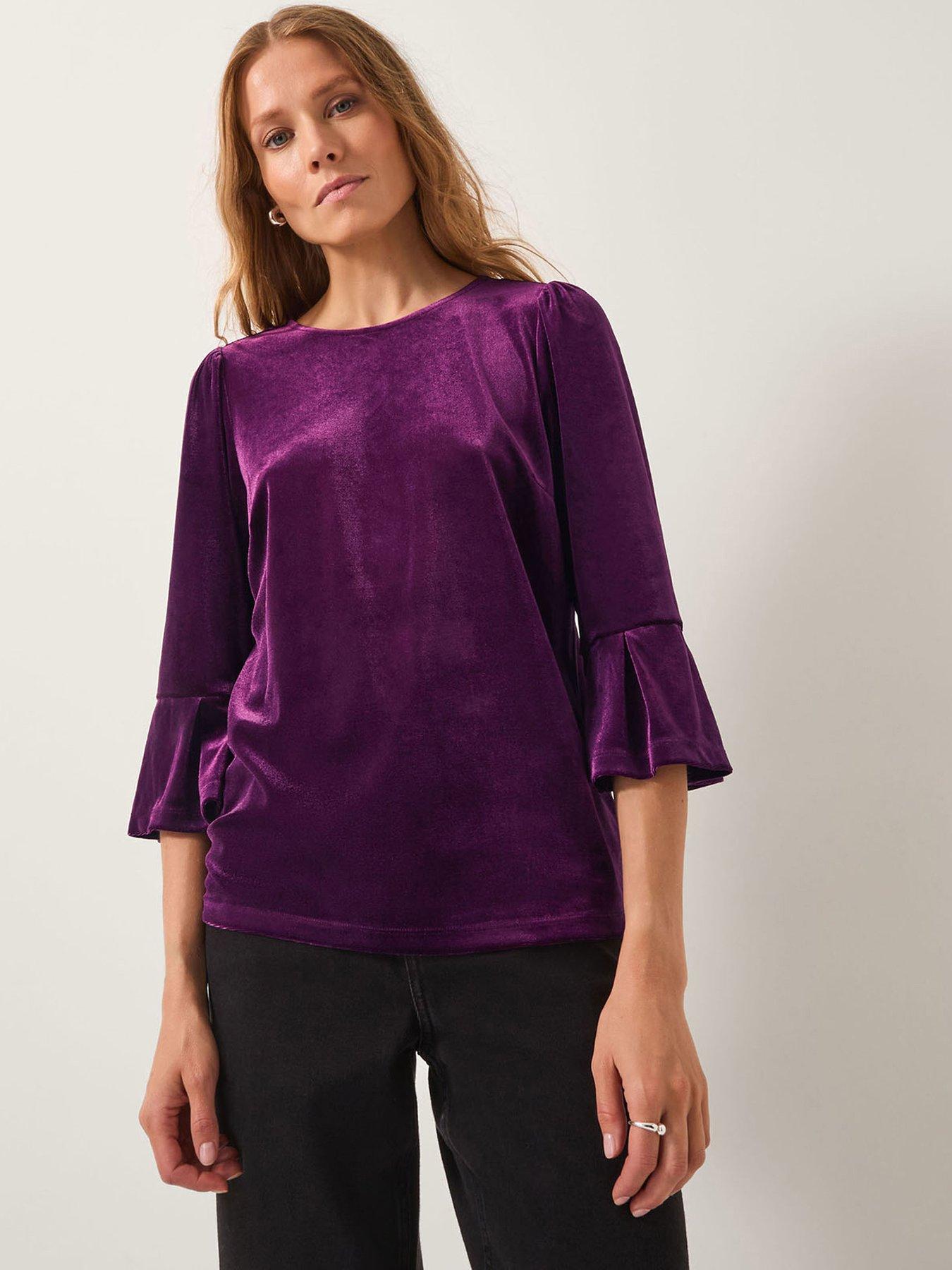 Monsoon Valerie Velvet Top - Red
