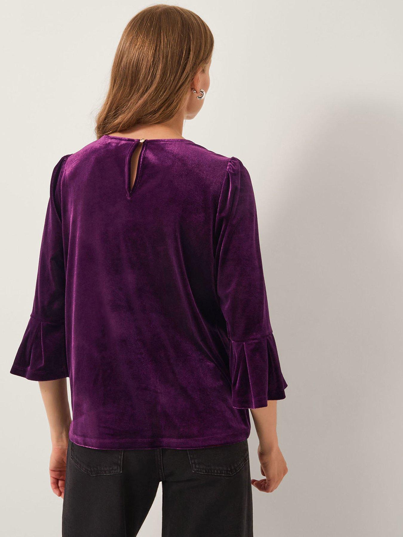  image of monsoon-valerie-velvet-top-red