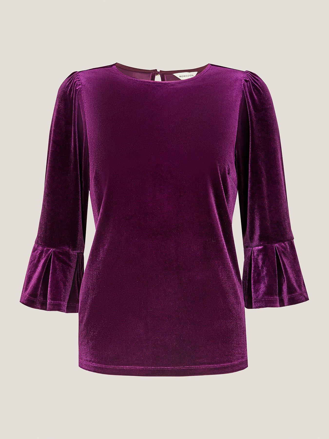  image of monsoon-valerie-velvet-top-red