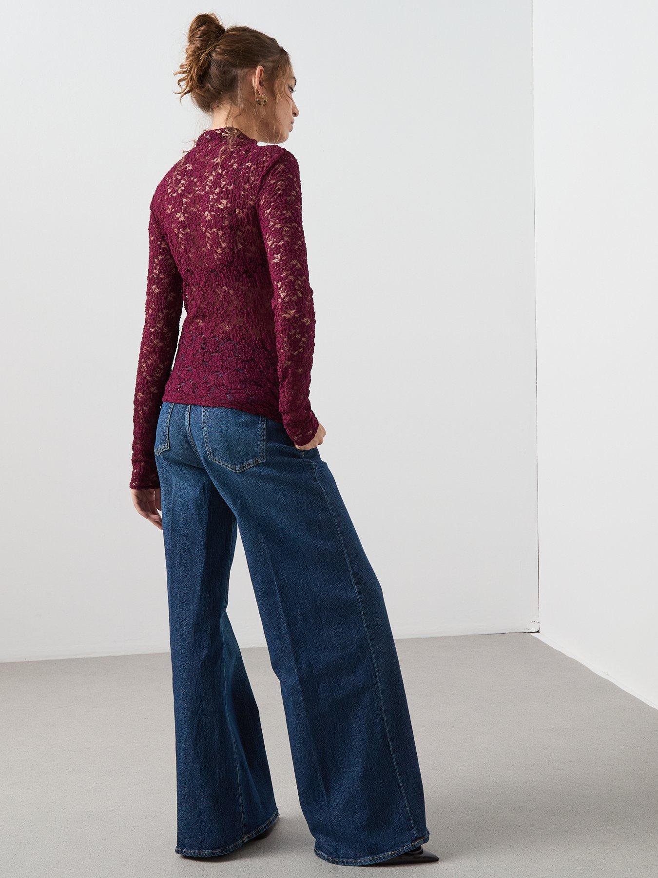  image of mango-lace-top-with-perkins-collar-red