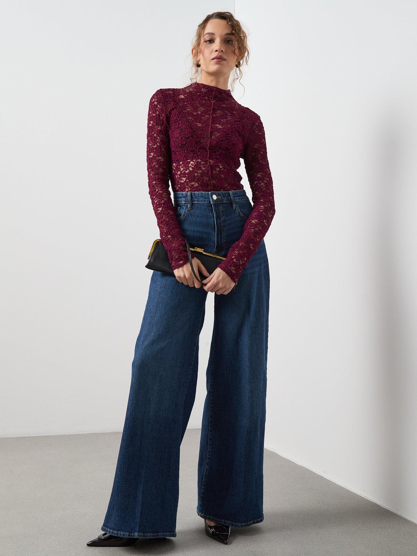  image of mango-lace-top-with-perkins-collar-red