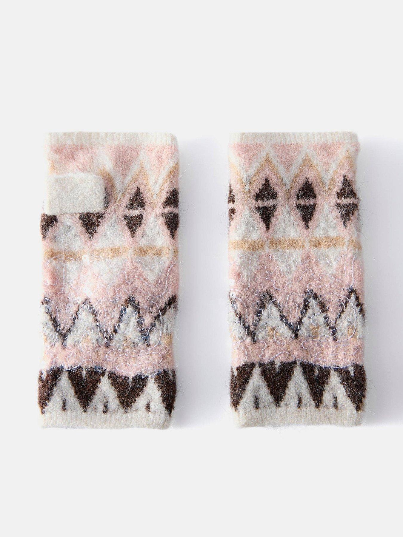  image of mint-velvet-fairisle-knitted-glove-white