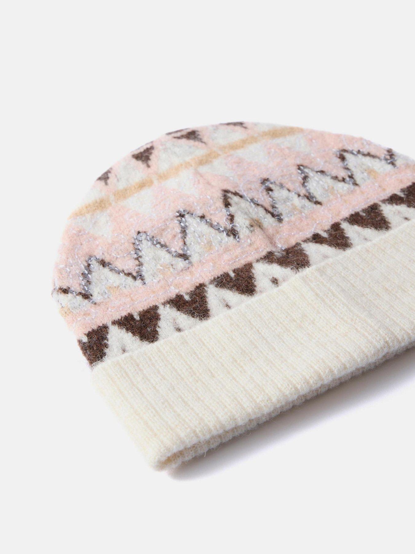 Image 2 of 2 of Mint Velvet Fairisle Knitted Hat - White