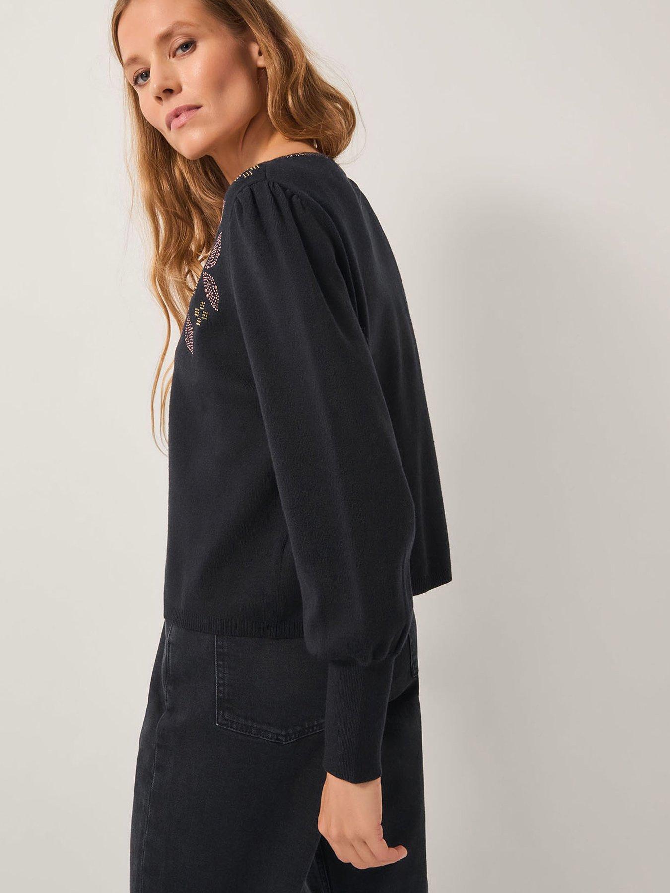  image of monsoon-hal-floral-hotfix-cardigan-black