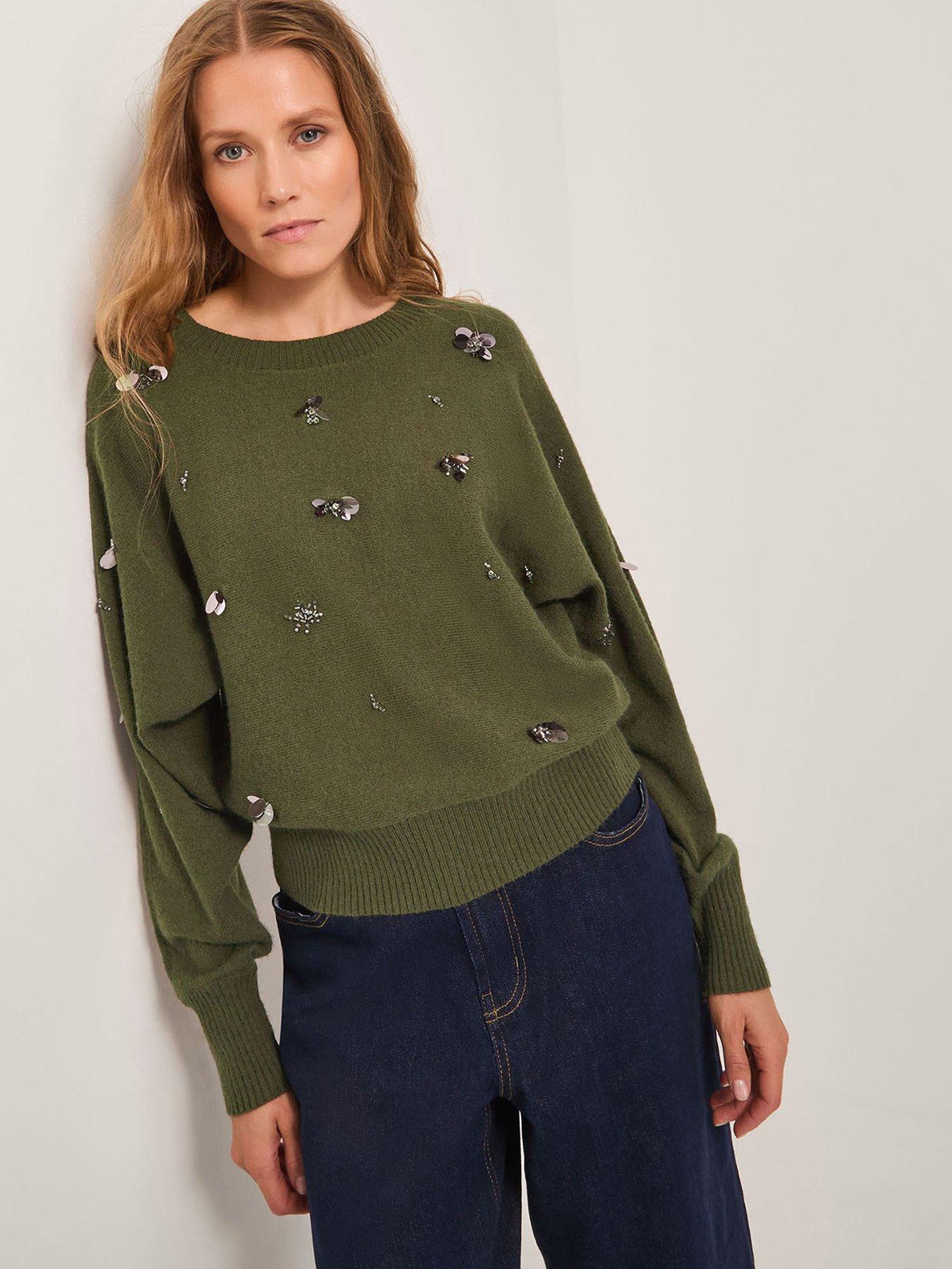 Monsoon Sable Sequin Jumper - Green