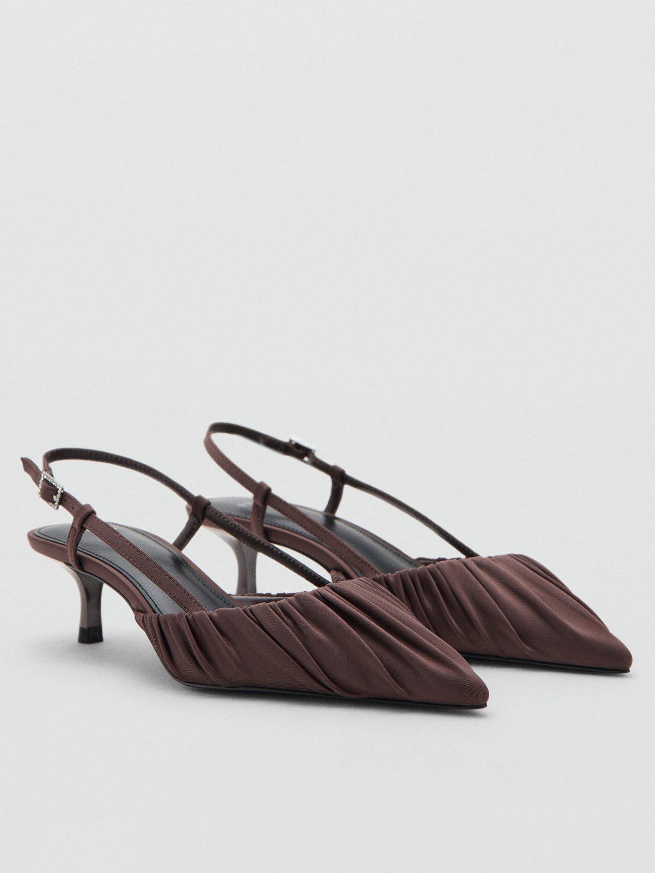  image of mango-ruched-satin-kitten-heel