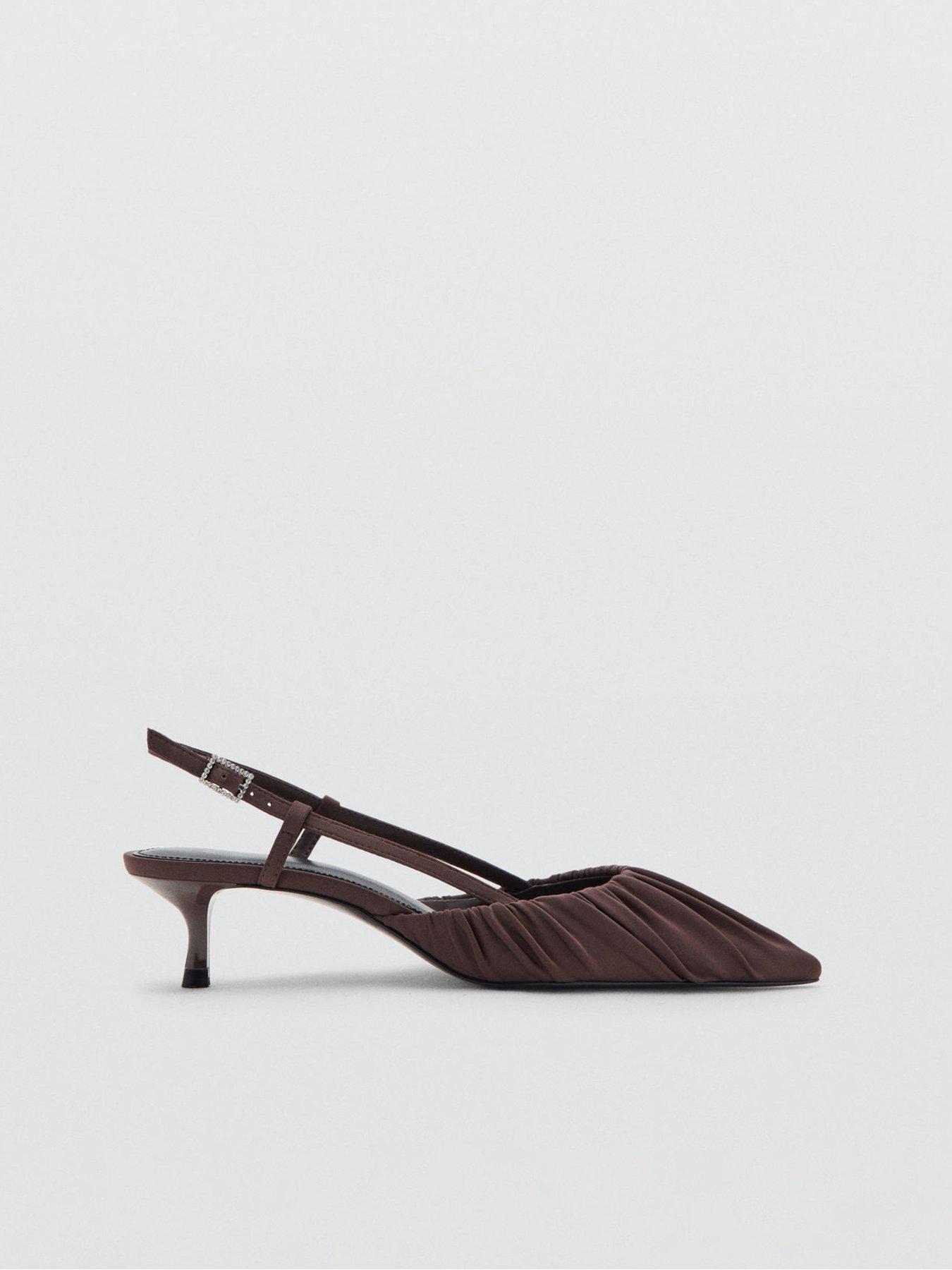  image of mango-ruched-satin-kitten-heel