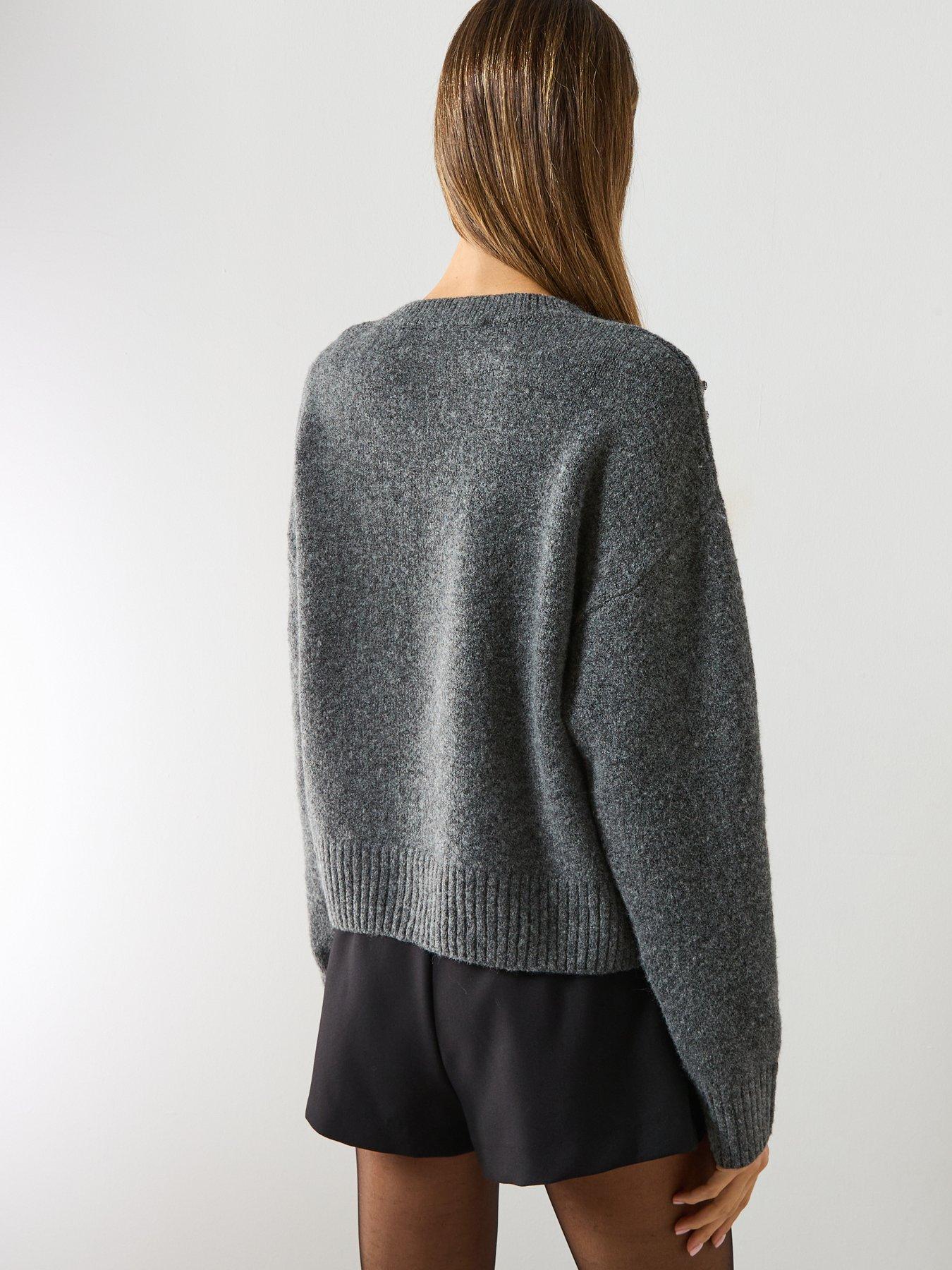 stillFront image of mango-oversized-embellished-jumper-grey
