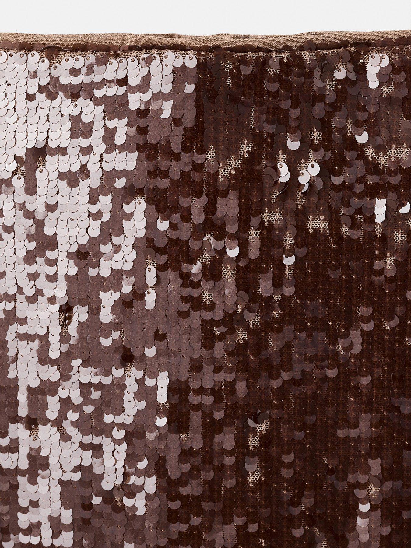 Image 4 of 5 of Mango Sequin Midi Skirt - Brown