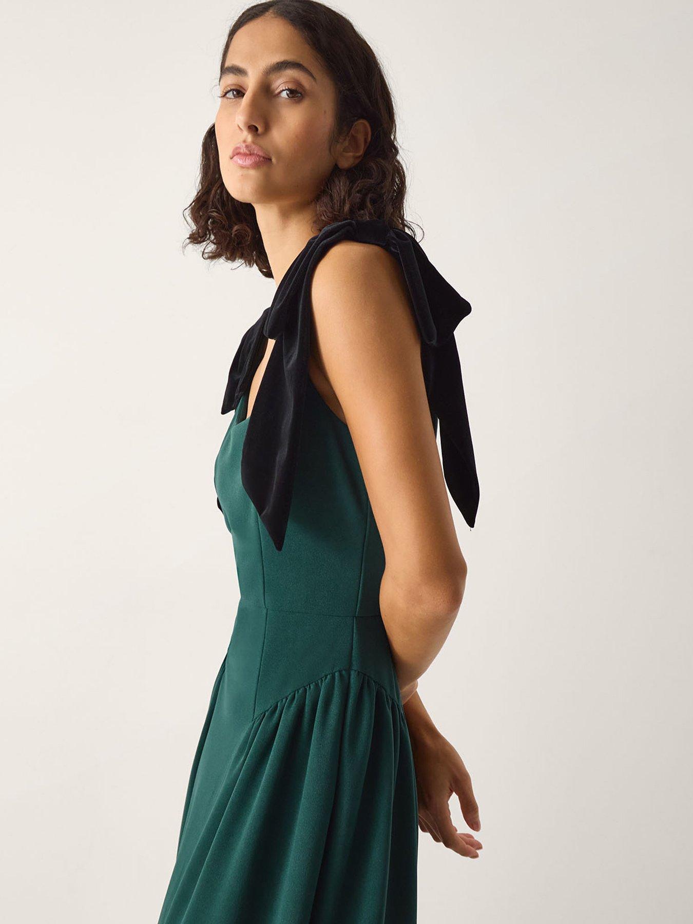 Image 3 of 5 of Monsoon Billi Bow Strap Jersey Dress - Green