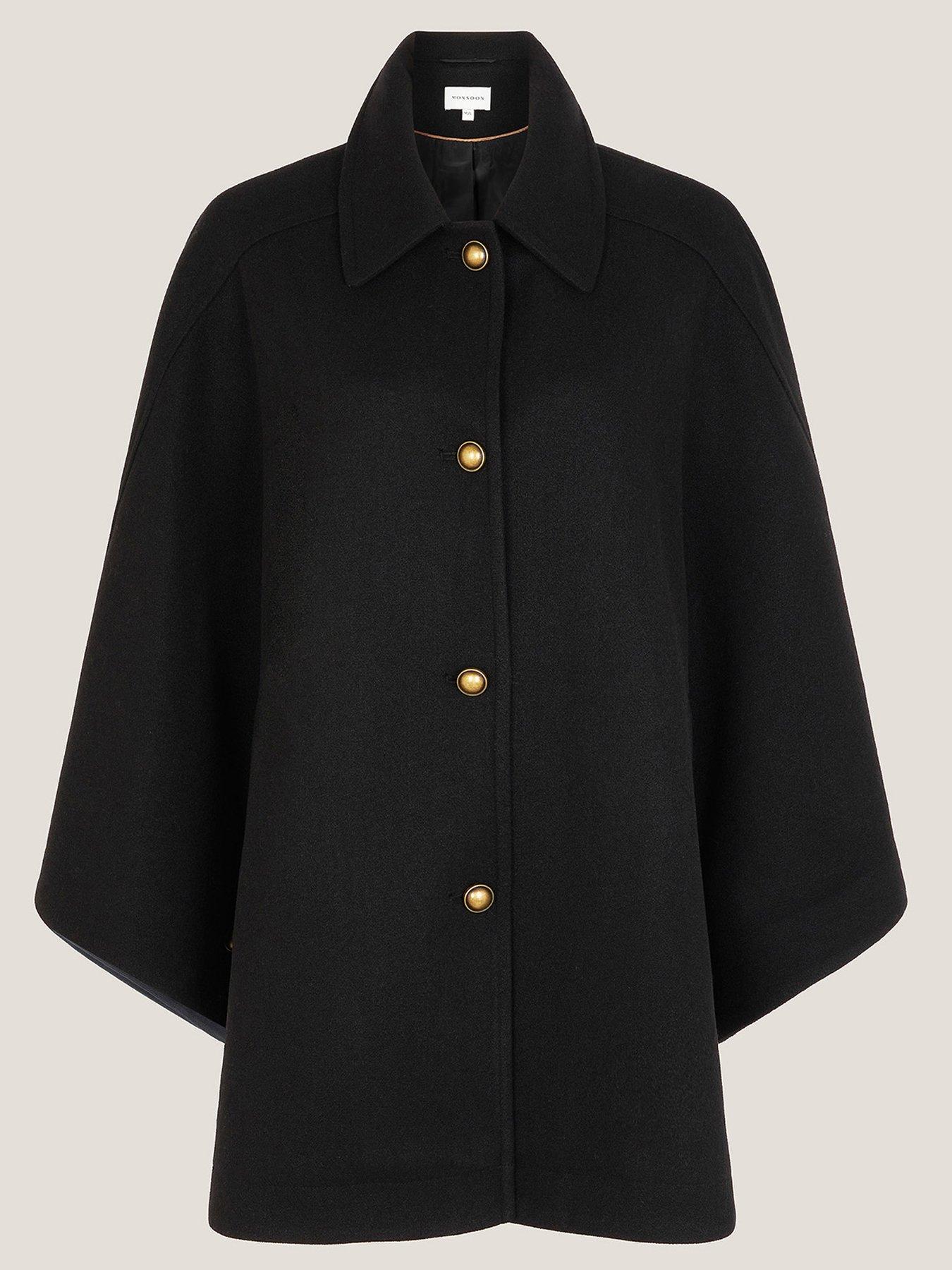 Image 3 of 5 of Monsoon Ciara Cape Coat - Black
