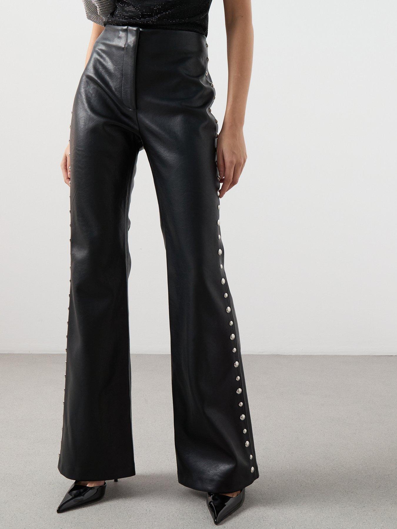 mango-studded-faux-leather-trousers-black