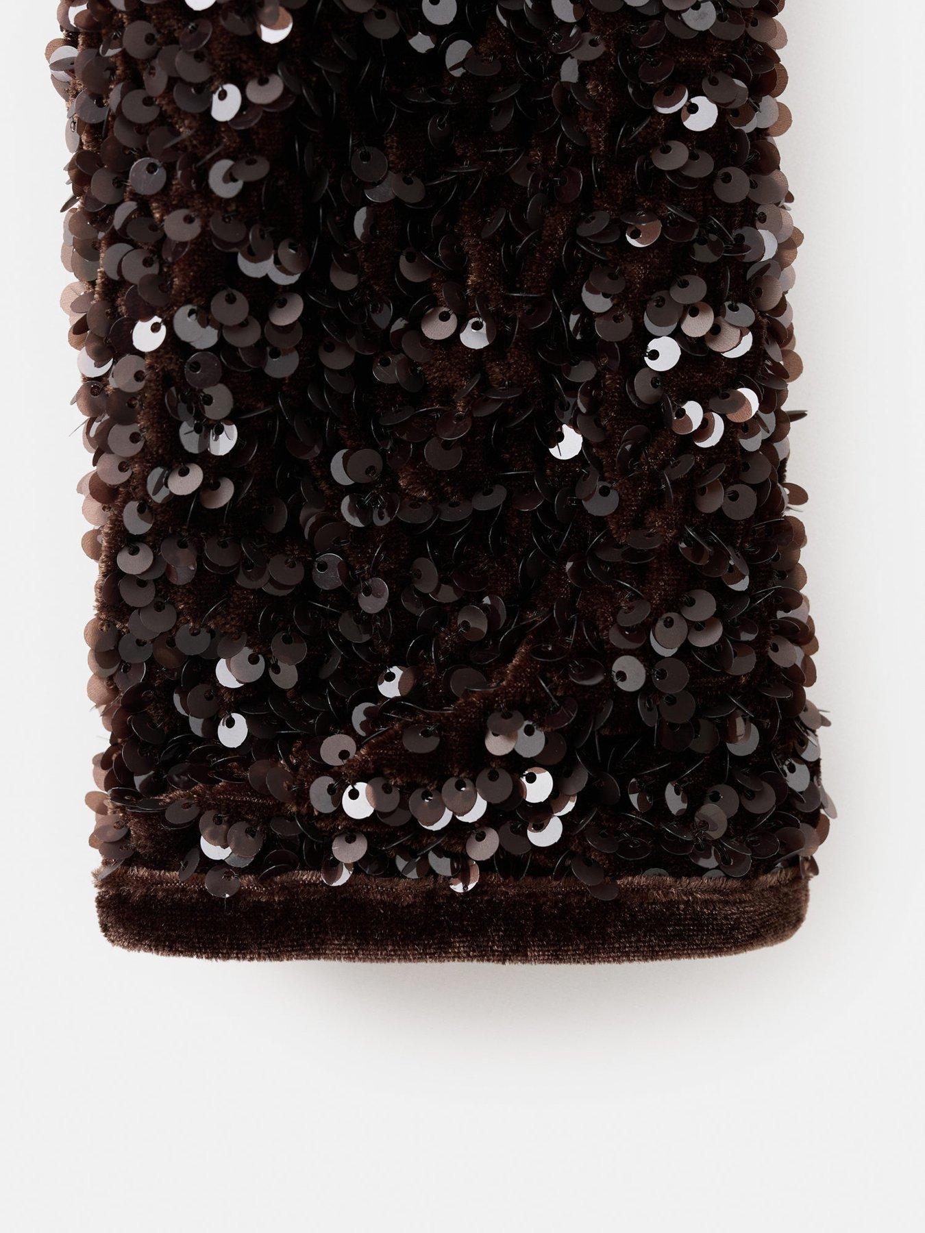  image of mango-sequin-tie-velvet-jacket-brown