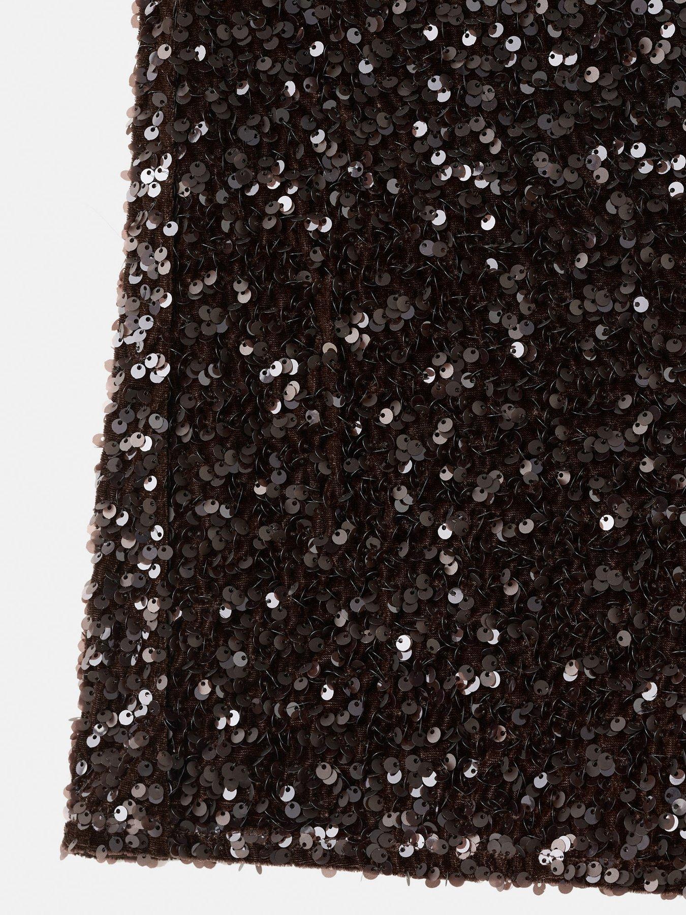 image of mango-velvet-sequin-shorts-brown