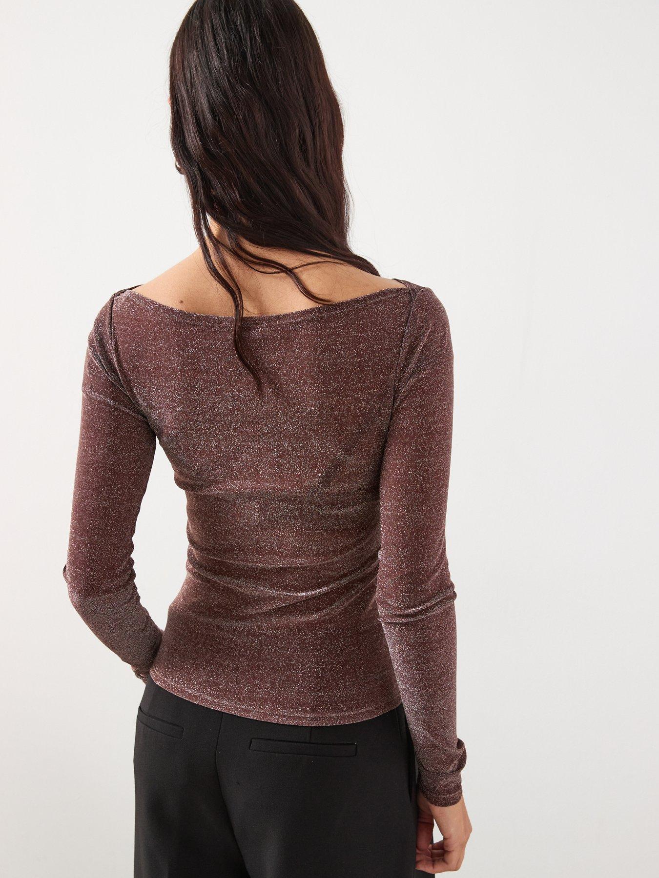  image of mango-sheer-long-sleeve-sparkle-top