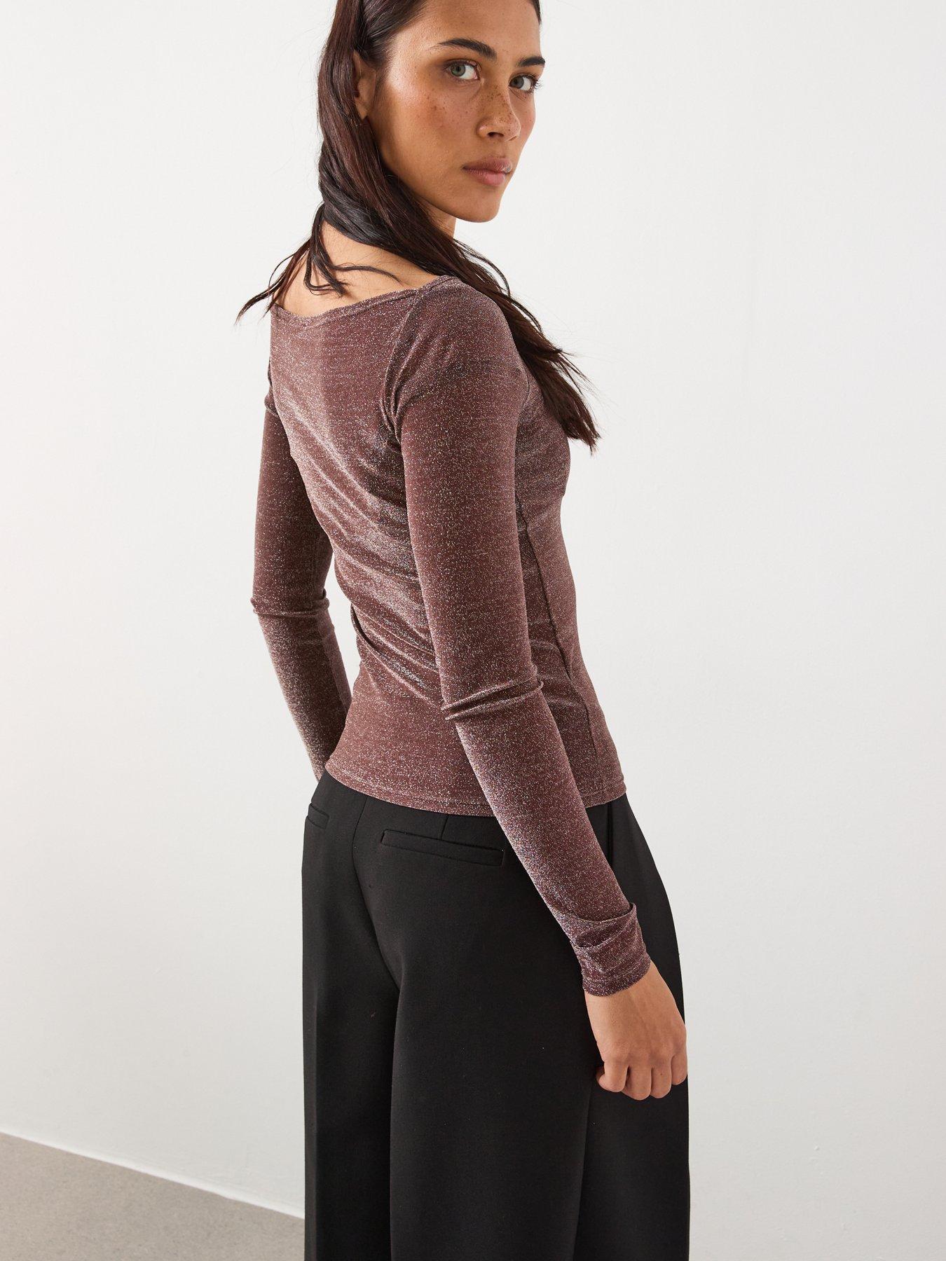  image of mango-sheer-long-sleeve-sparkle-top