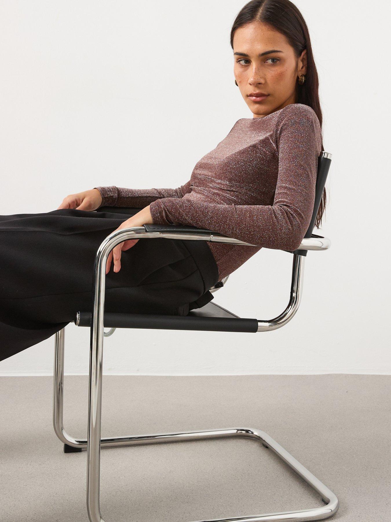  image of mango-sheer-long-sleeve-sparkle-top