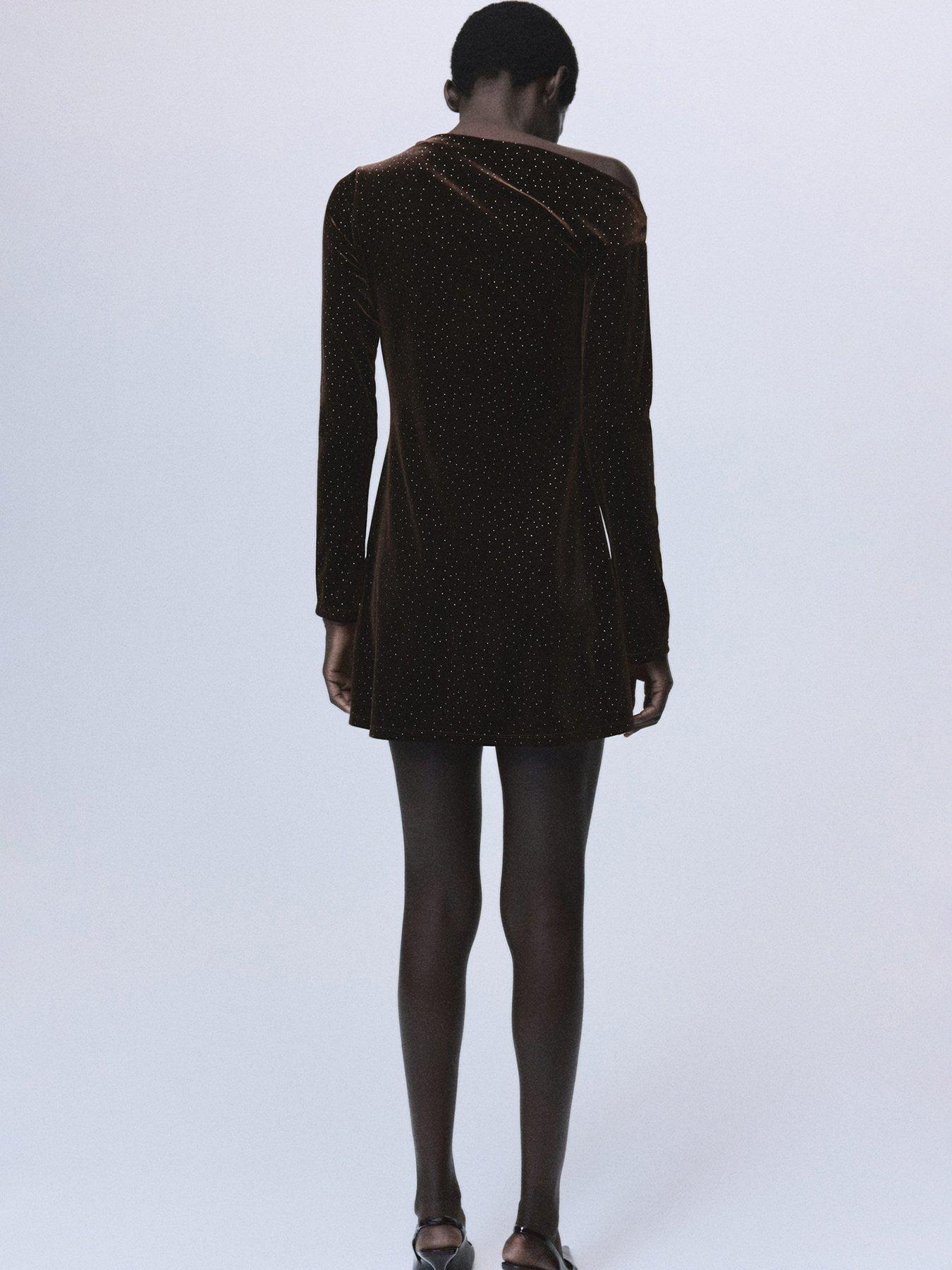  image of mango-asymmetrical-velvet-dress-with-shiny-details-brown