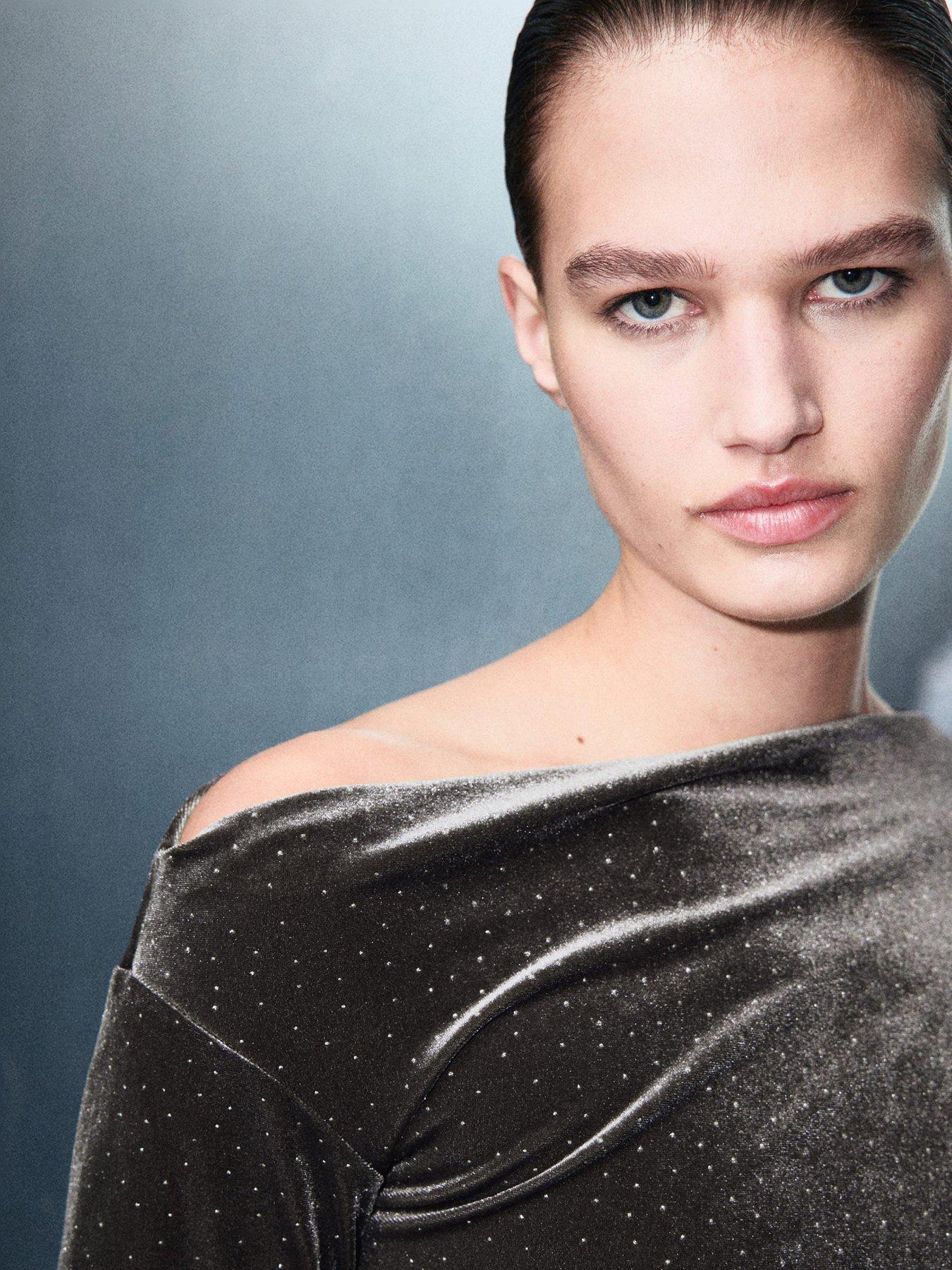  image of mango-asymmetrical-velvet-dress-with-shiny-details-grey