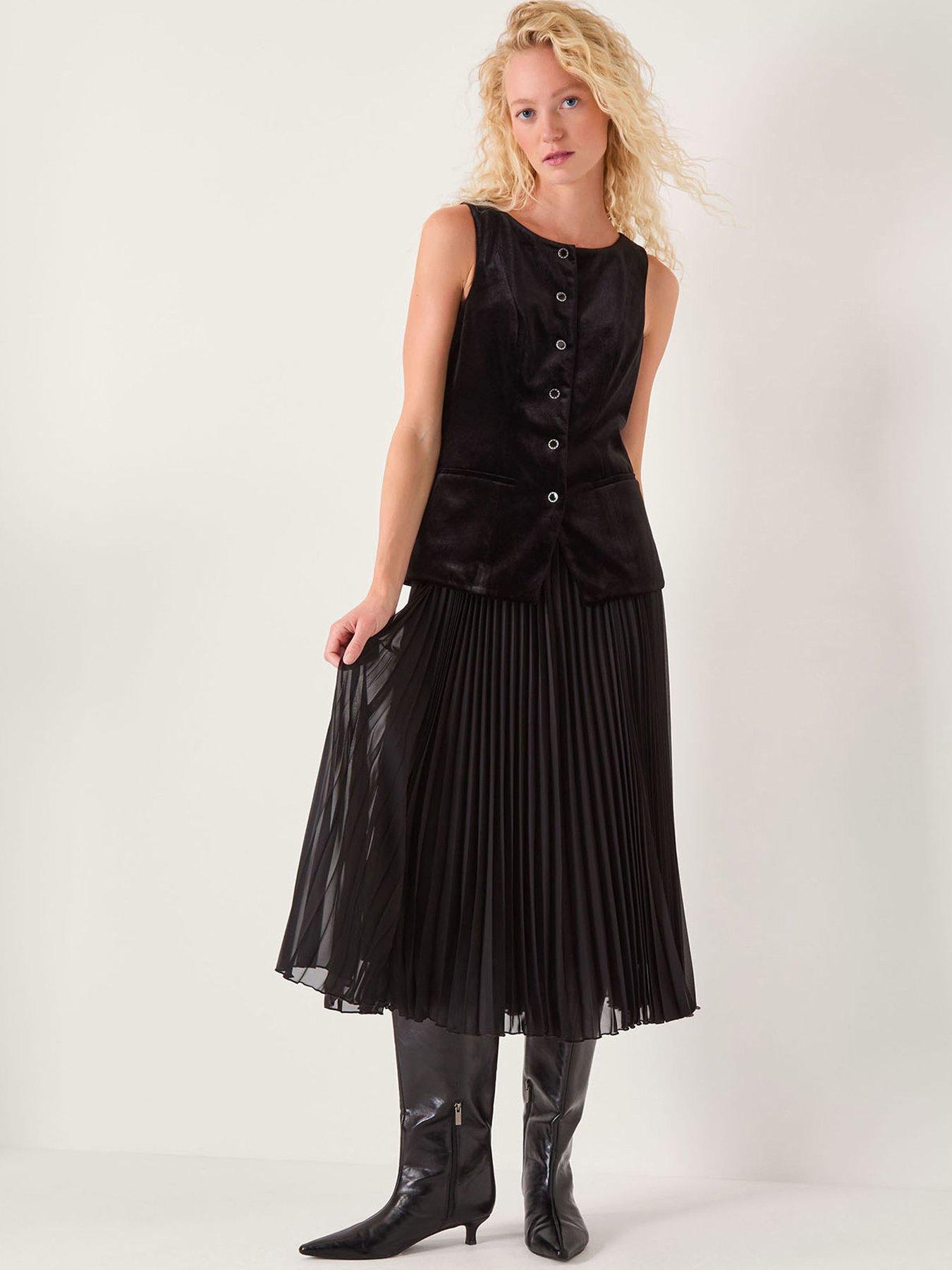  image of monsoon-vanessa-velvet-mix-dress-black