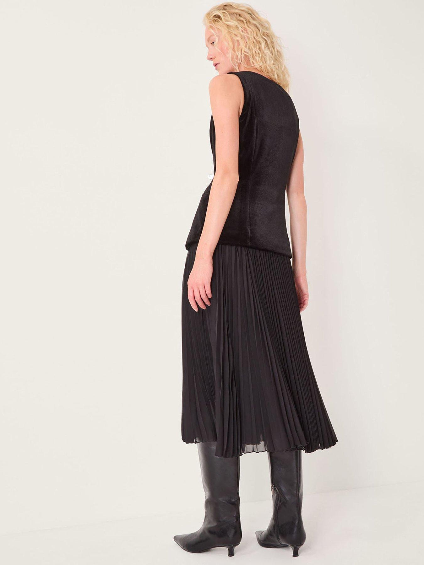  image of monsoon-vanessa-velvet-mix-dress-black