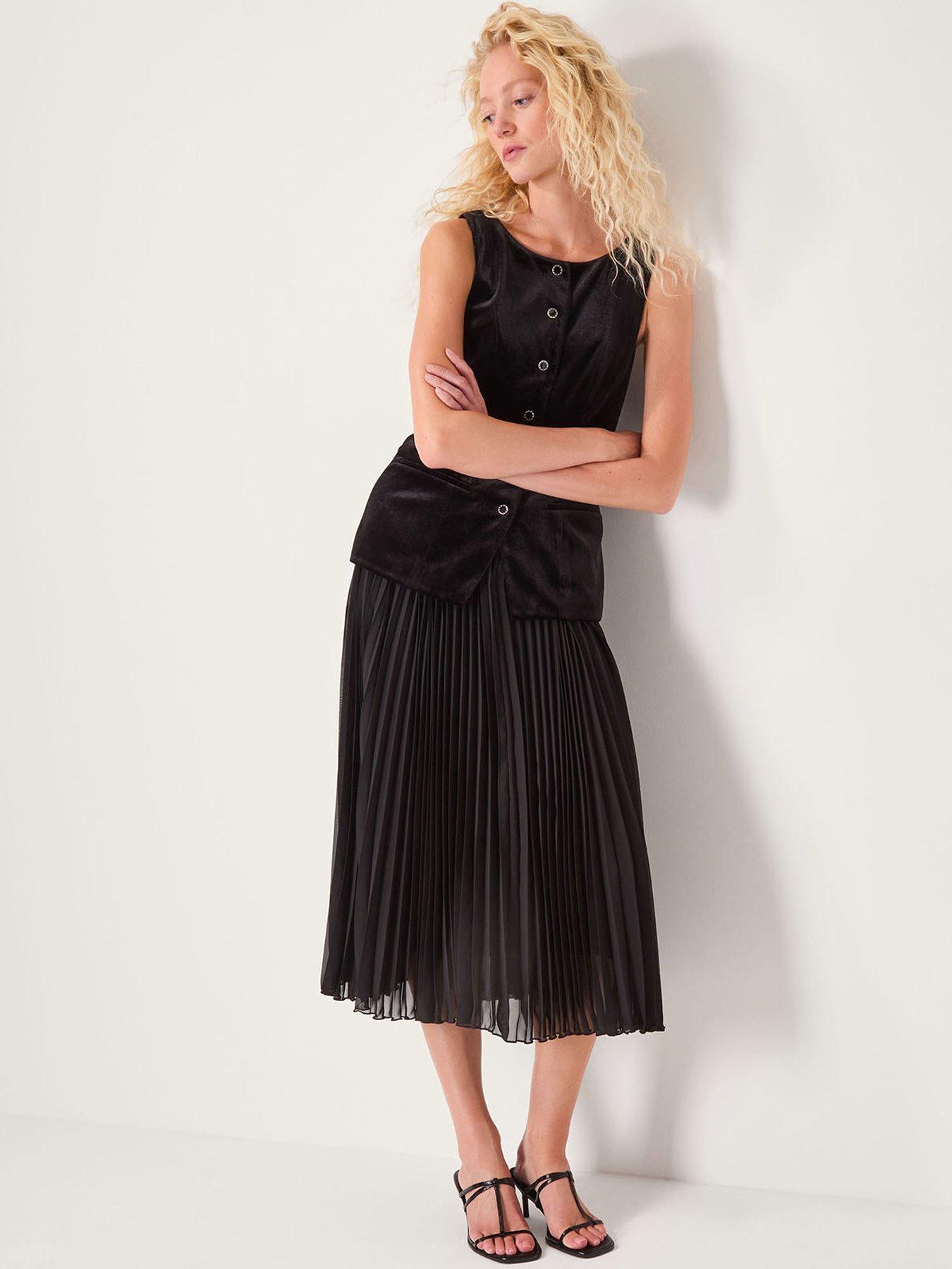 image of monsoon-vanessa-velvet-mix-dress-black