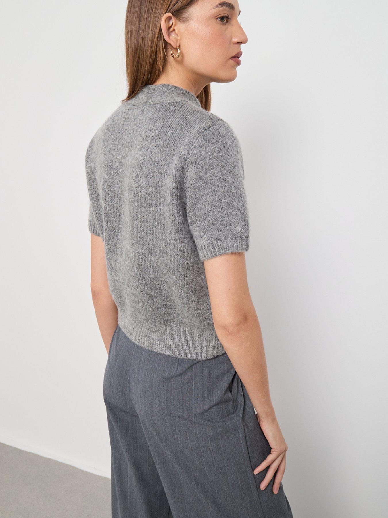 stillFront image of mango-scarf-detail-cardigan-grey