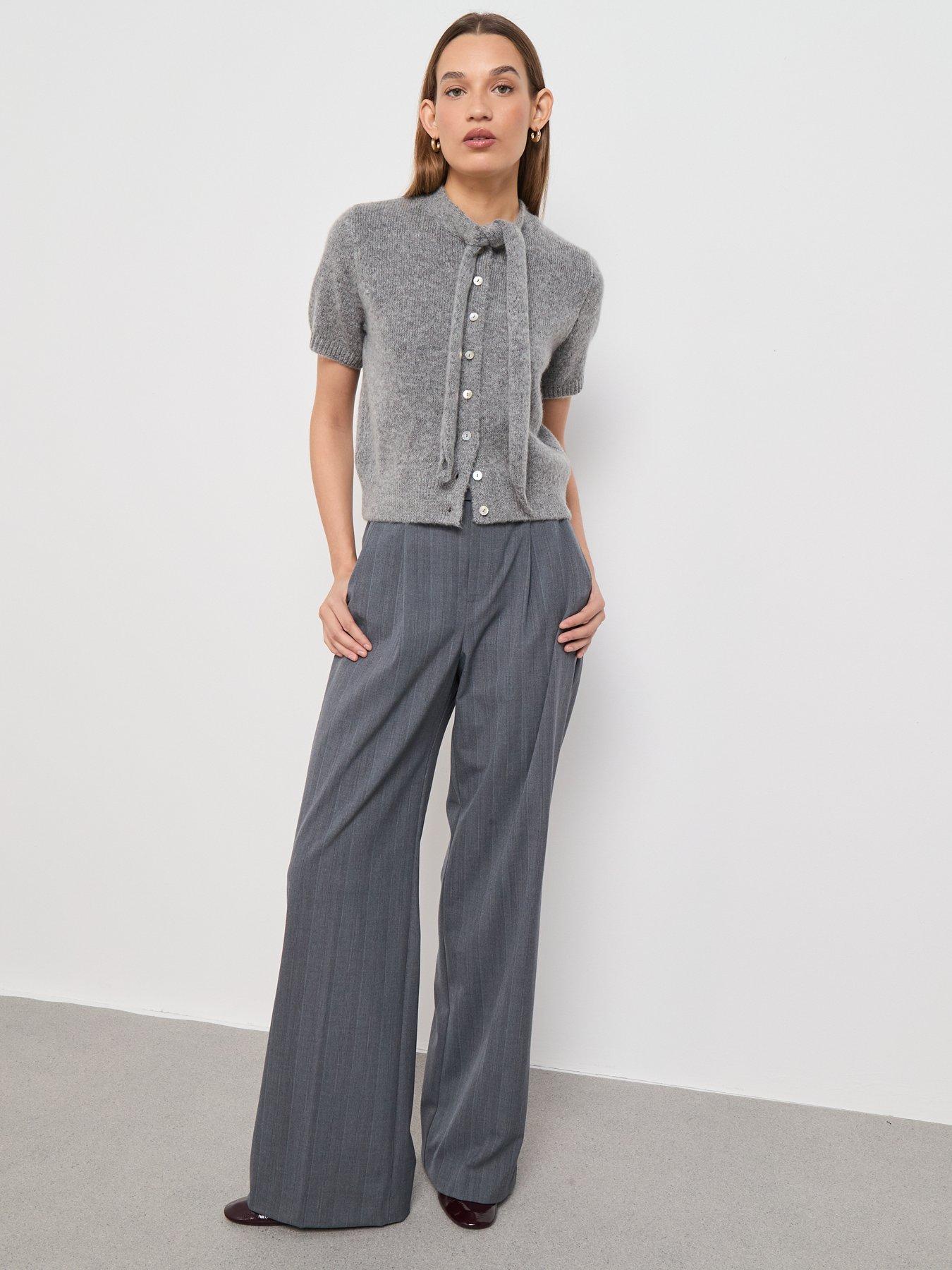  image of mango-scarf-detail-cardigan-grey