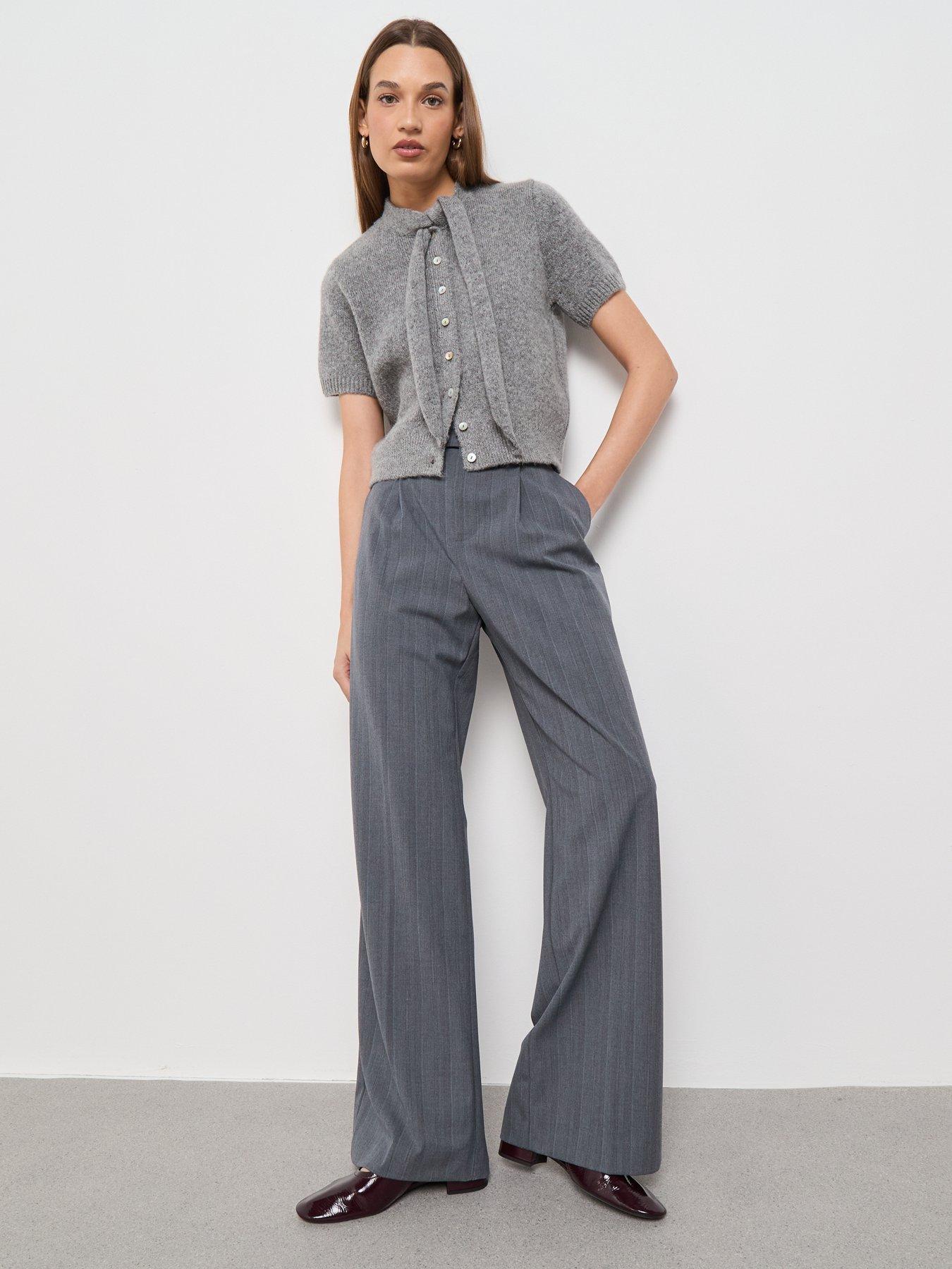  image of mango-scarf-detail-cardigan-grey