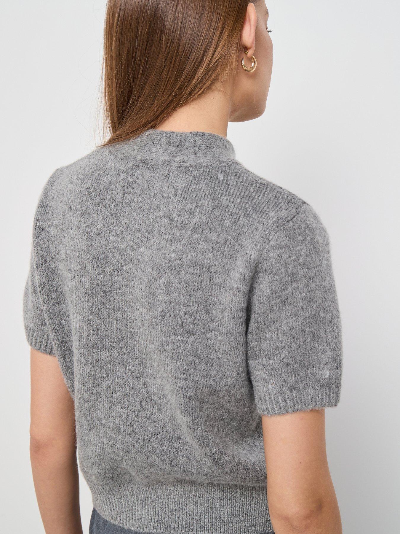  image of mango-scarf-detail-cardigan-grey