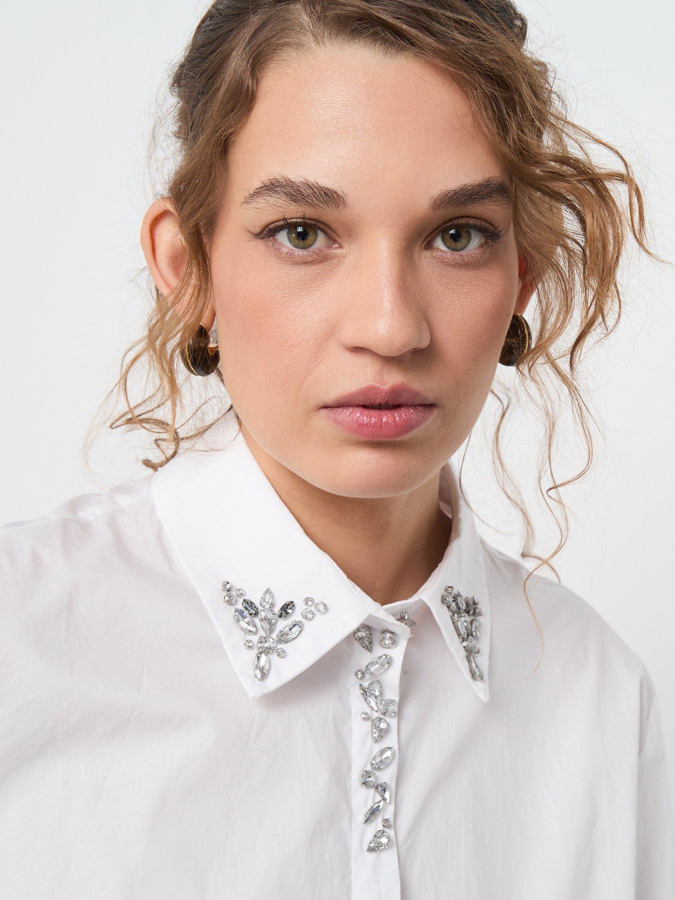 image of mango-crystal-detail-shirt-cream