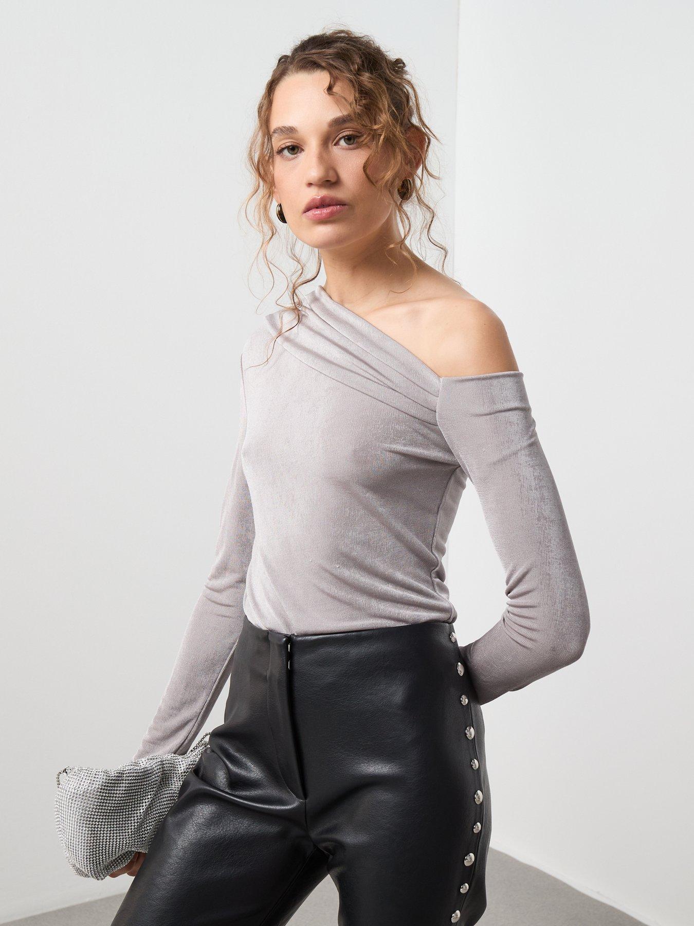 Image 5 of 6 of Mango Asymmetric Sparkle Top - Grey
