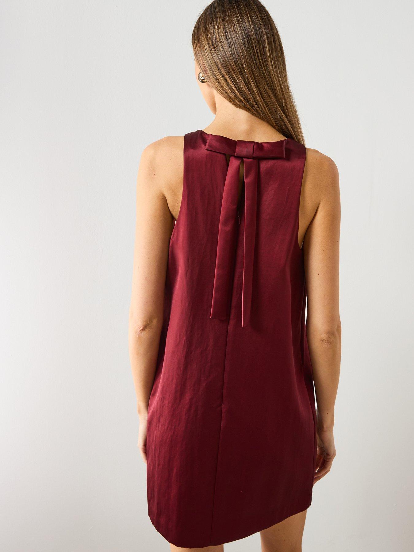 stillFront image of mango-satin-tie-dress-red