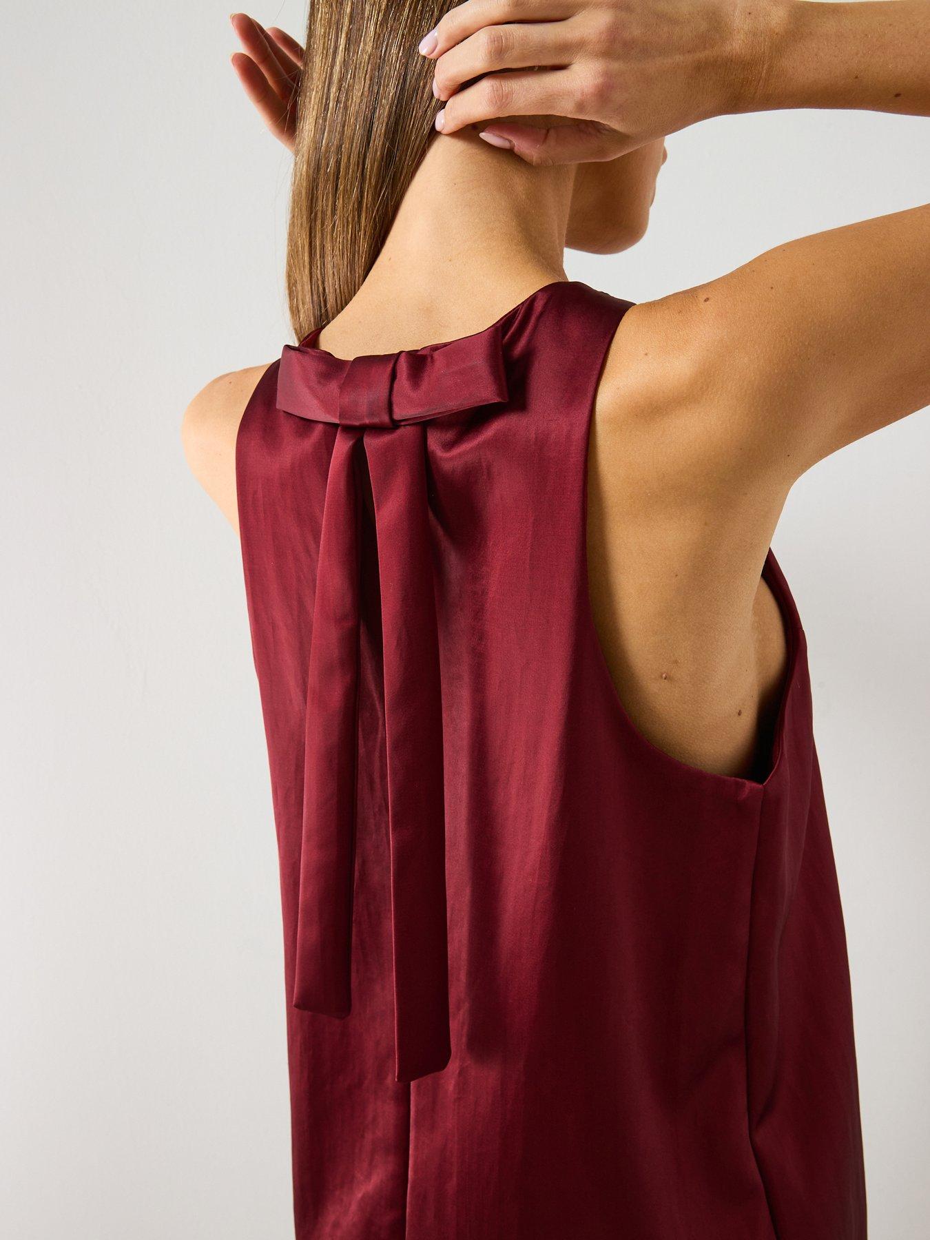  image of mango-satin-tie-dress-red