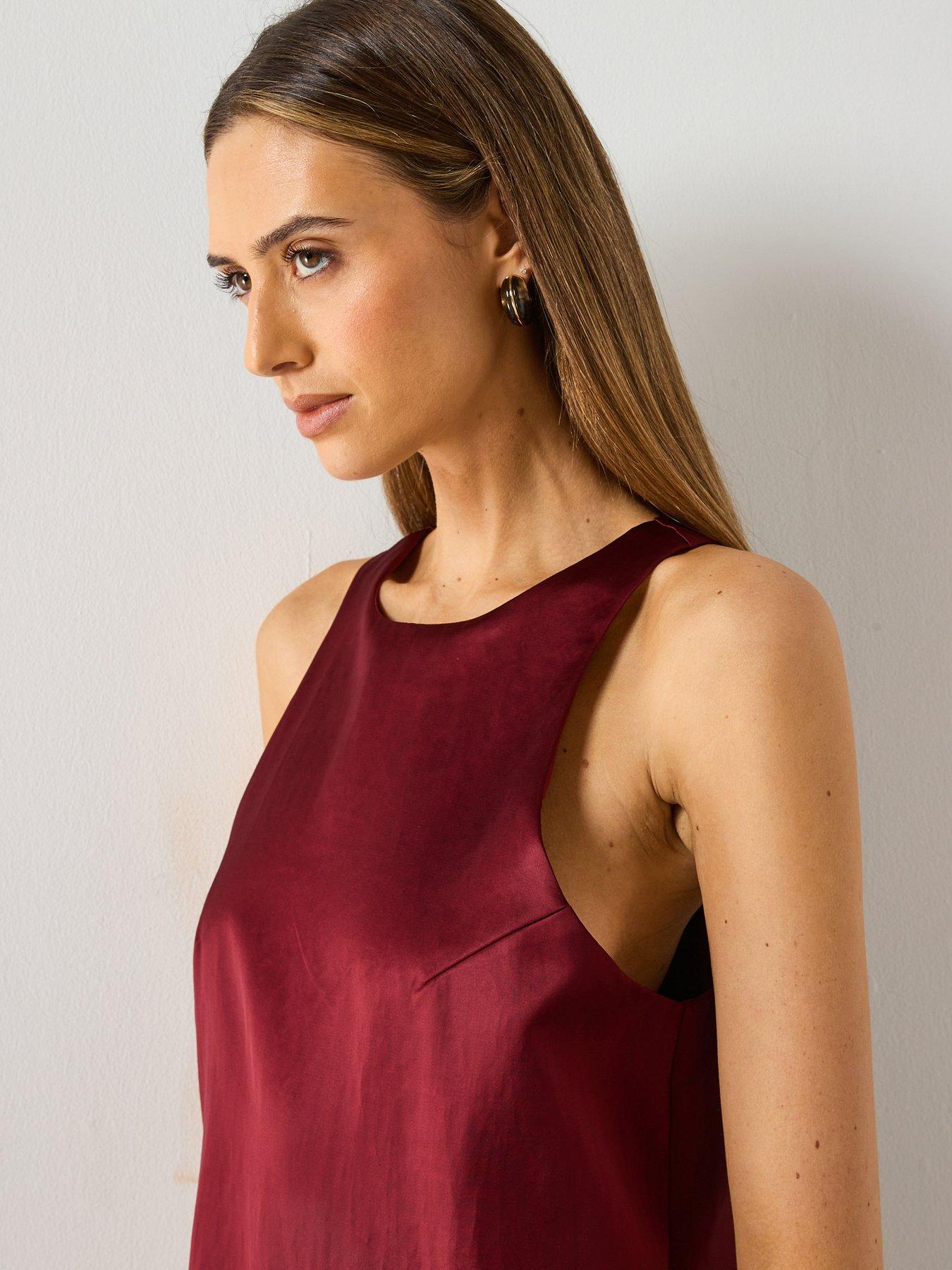  image of mango-satin-tie-dress-red