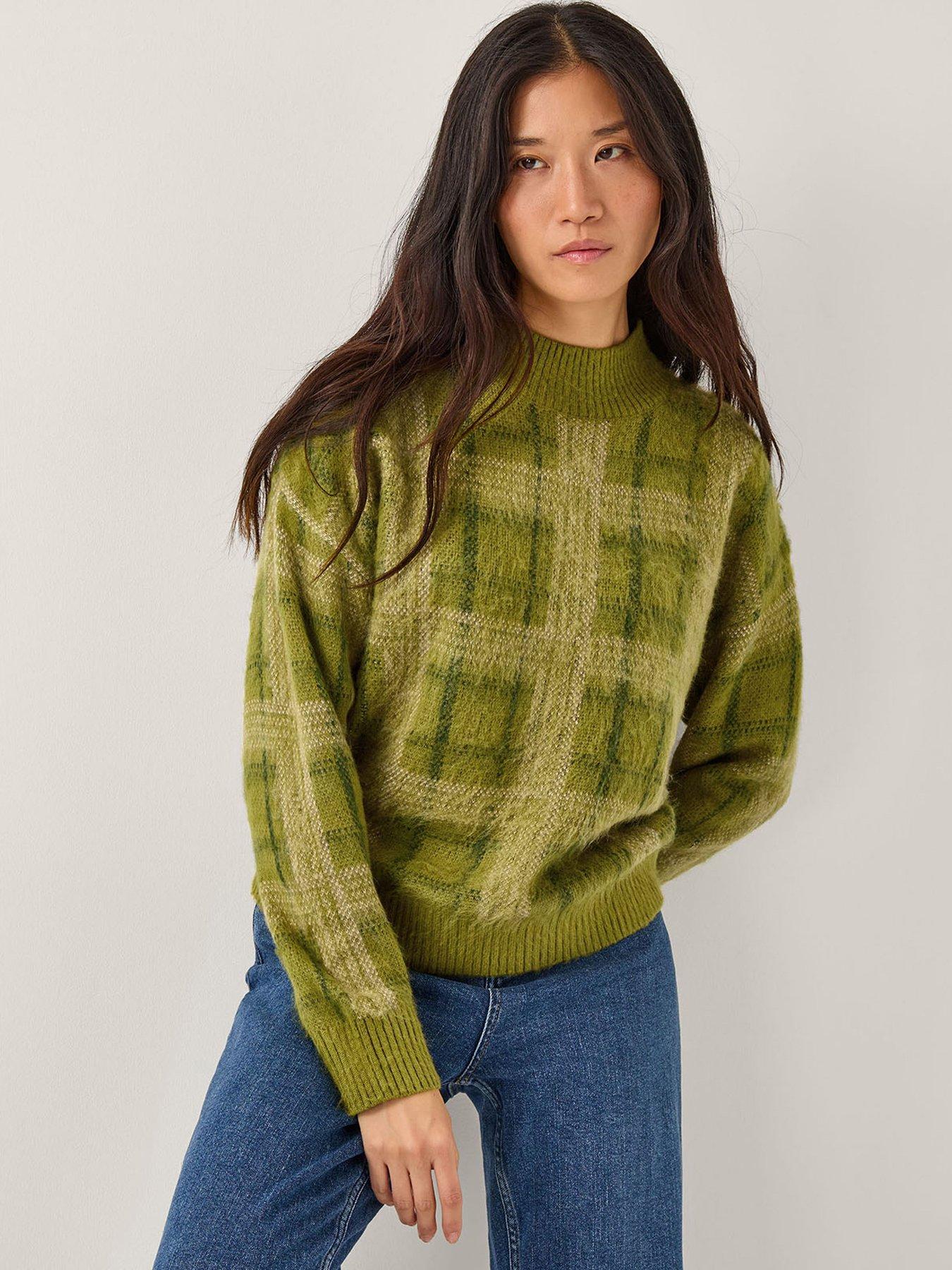  image of monsoon-cleo-check-jumper-green