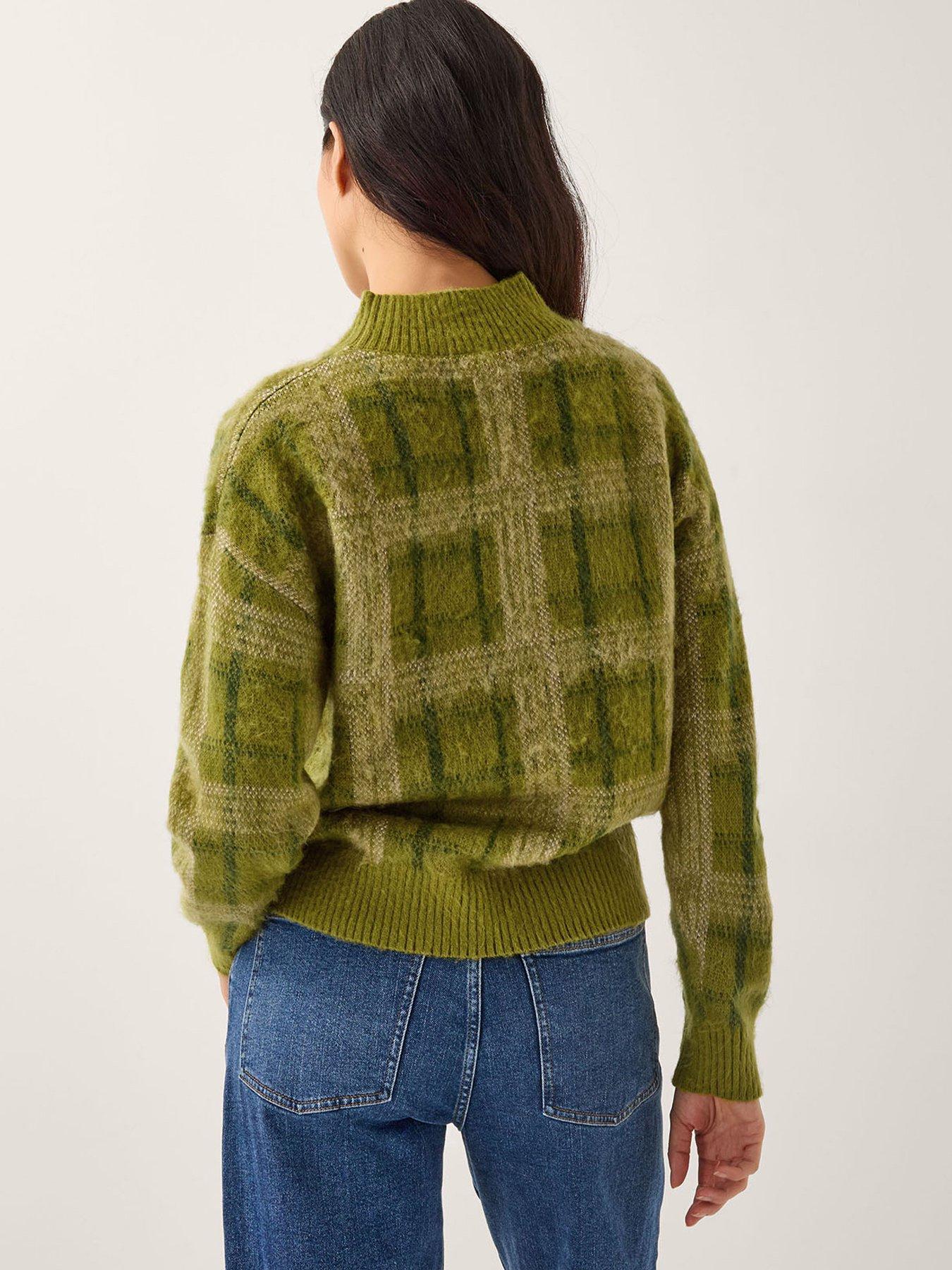  image of monsoon-cleo-check-jumper-green