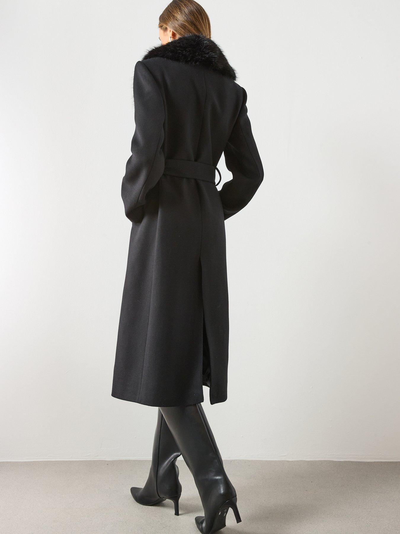  image of mango-faux-fur-tailored-coat-black