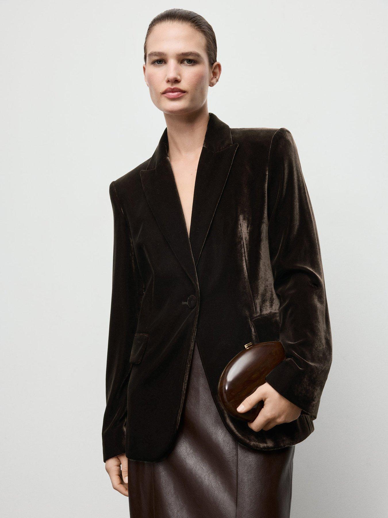 Mango Structured Velvet Blazer