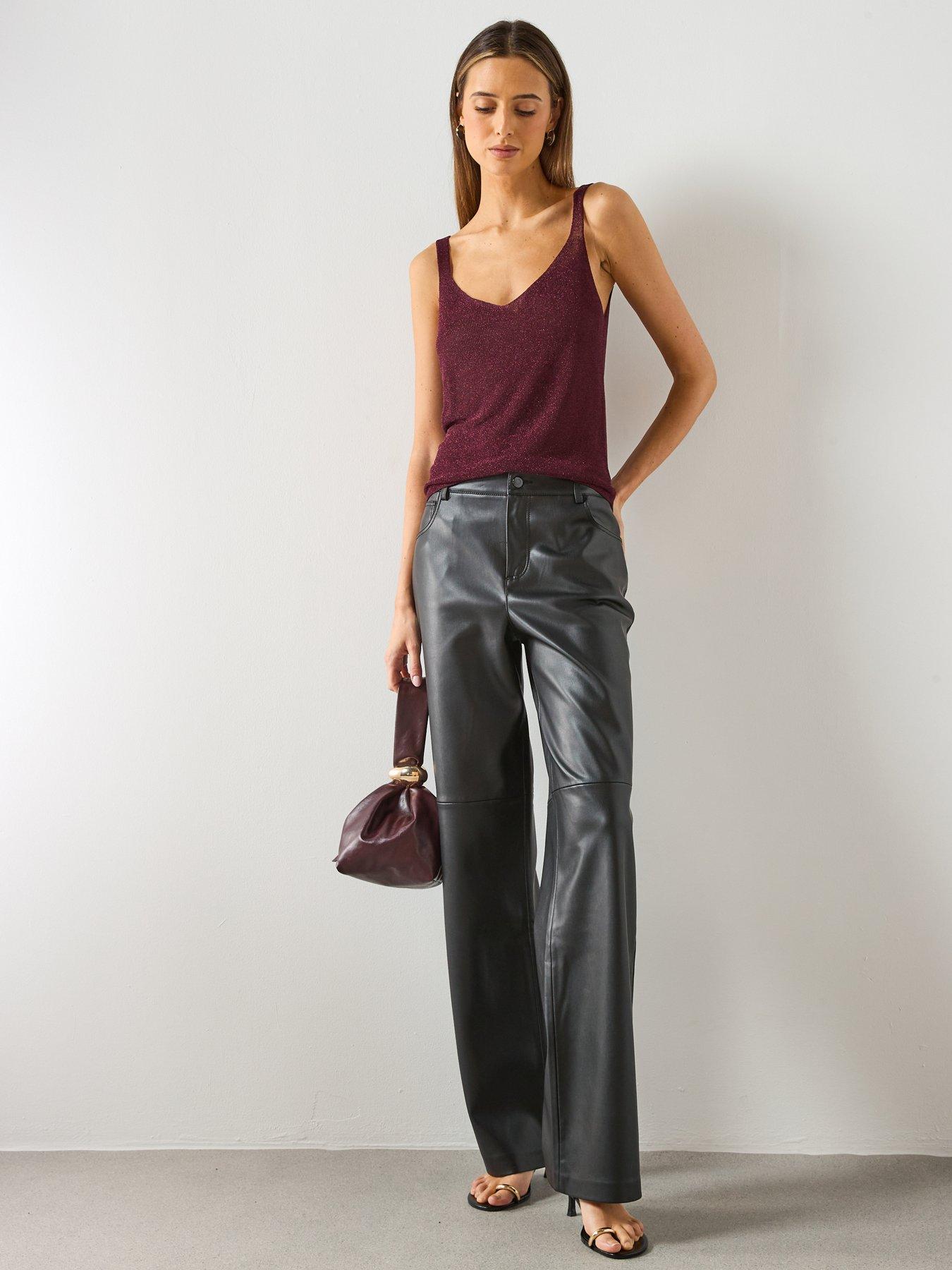  image of mango-lurex-knitted-v-neck-vest-top-red