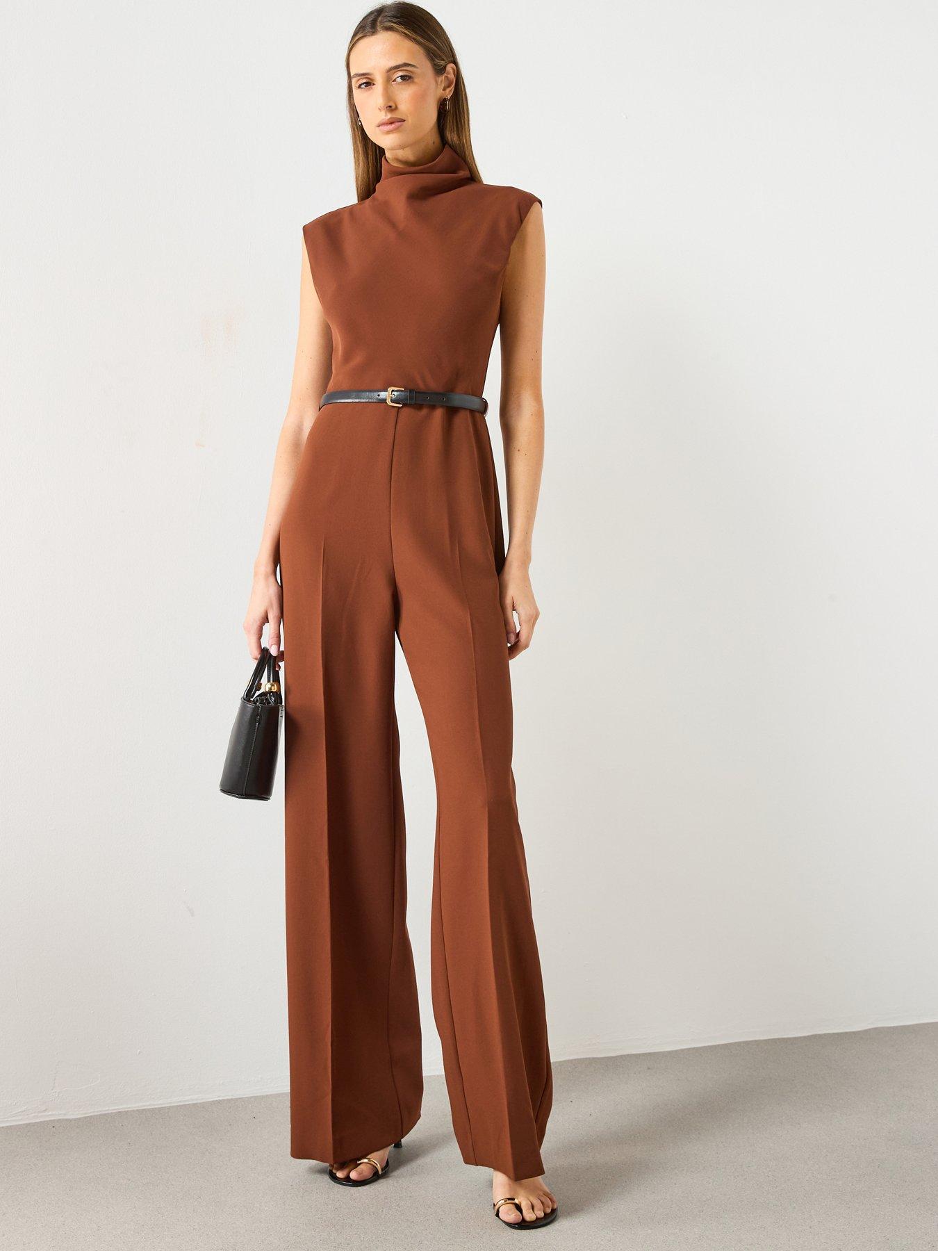 Image 1 of 6 of Mango Tailored Jumpsuit - Rust
