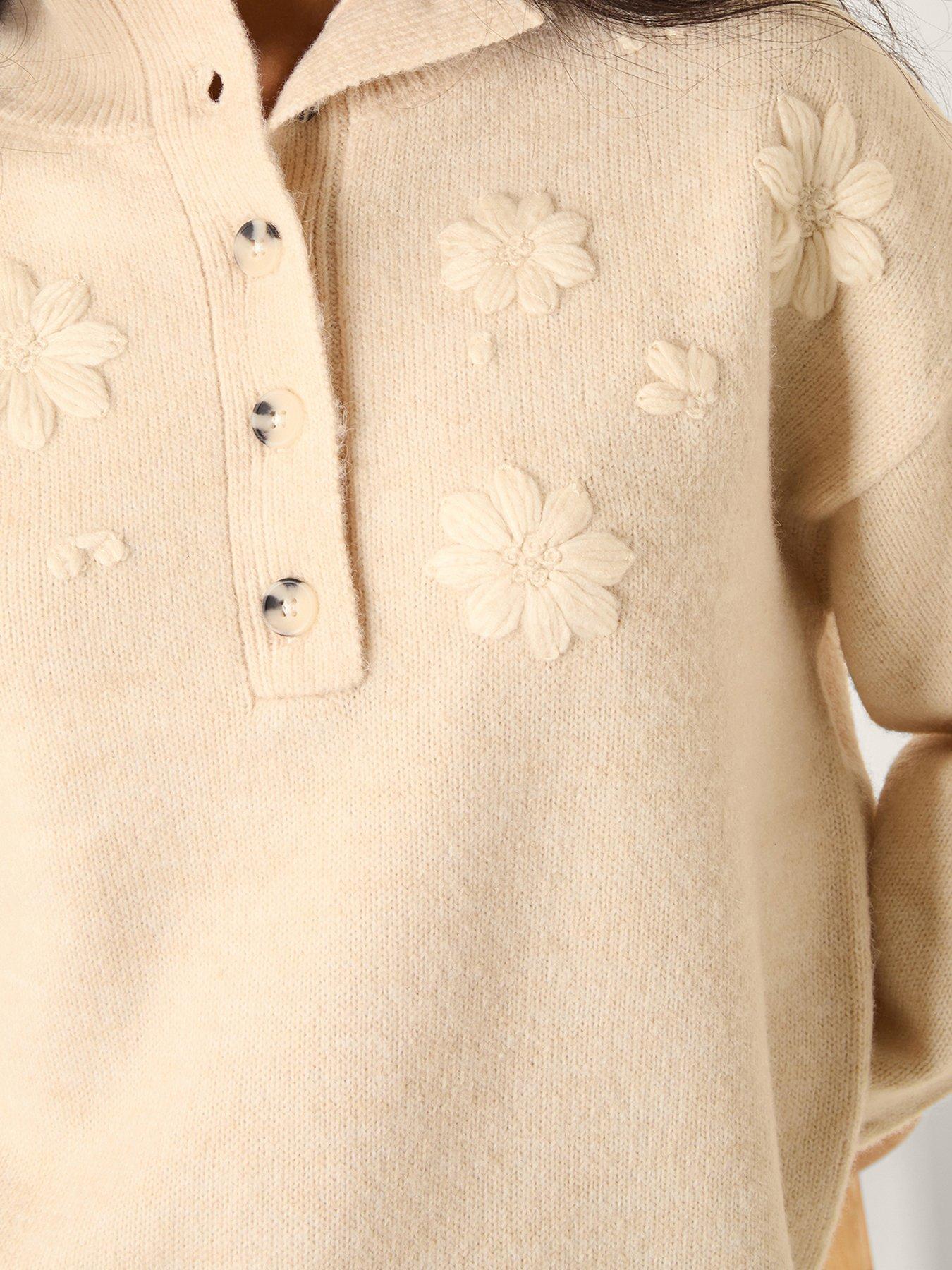 Image 4 of 5 of Monsoon Embroided Cable Jumper - White