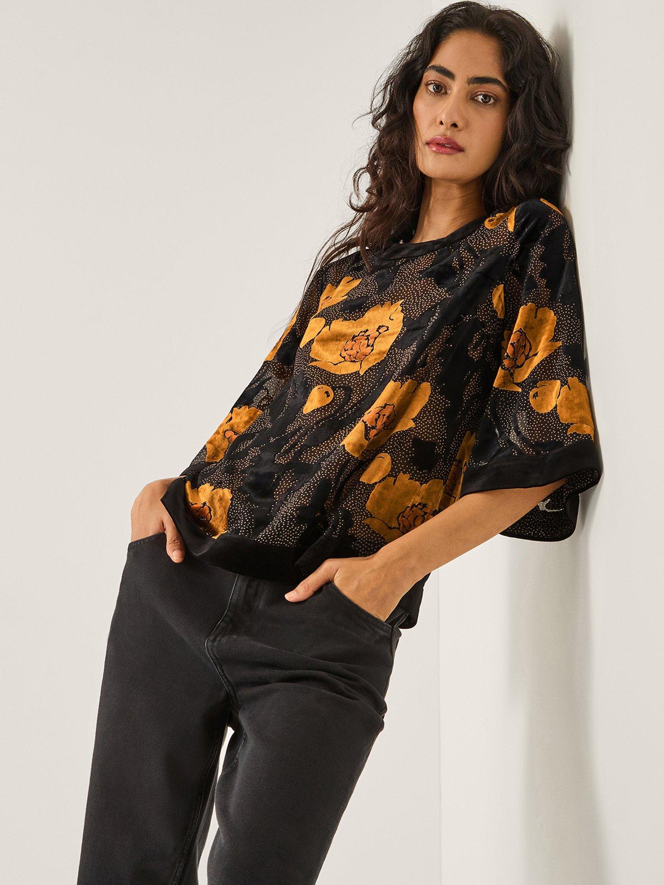 Monsoon Reese Devore Top - Black
