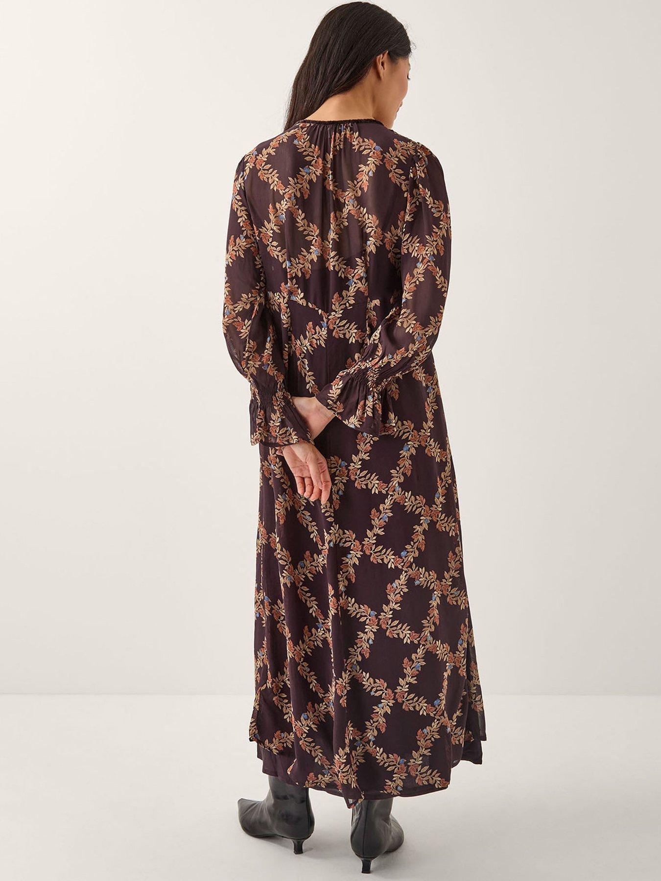  image of monsoon-cheryl-print-dress-brown