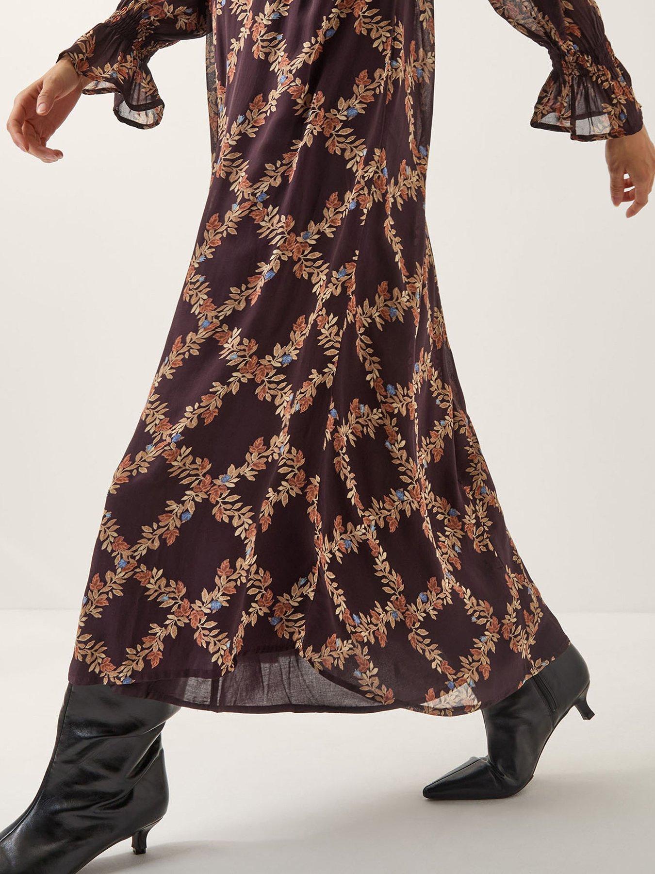  image of monsoon-cheryl-print-dress-brown