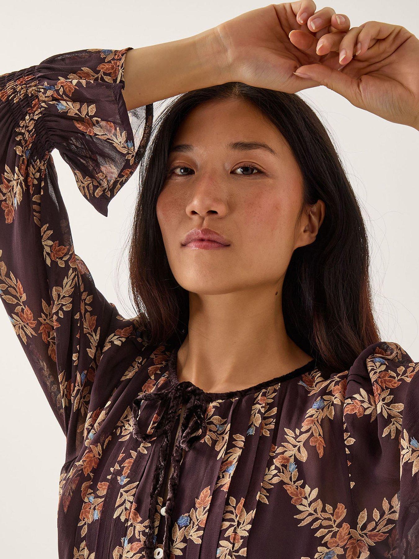  image of monsoon-cheryl-print-dress-brown