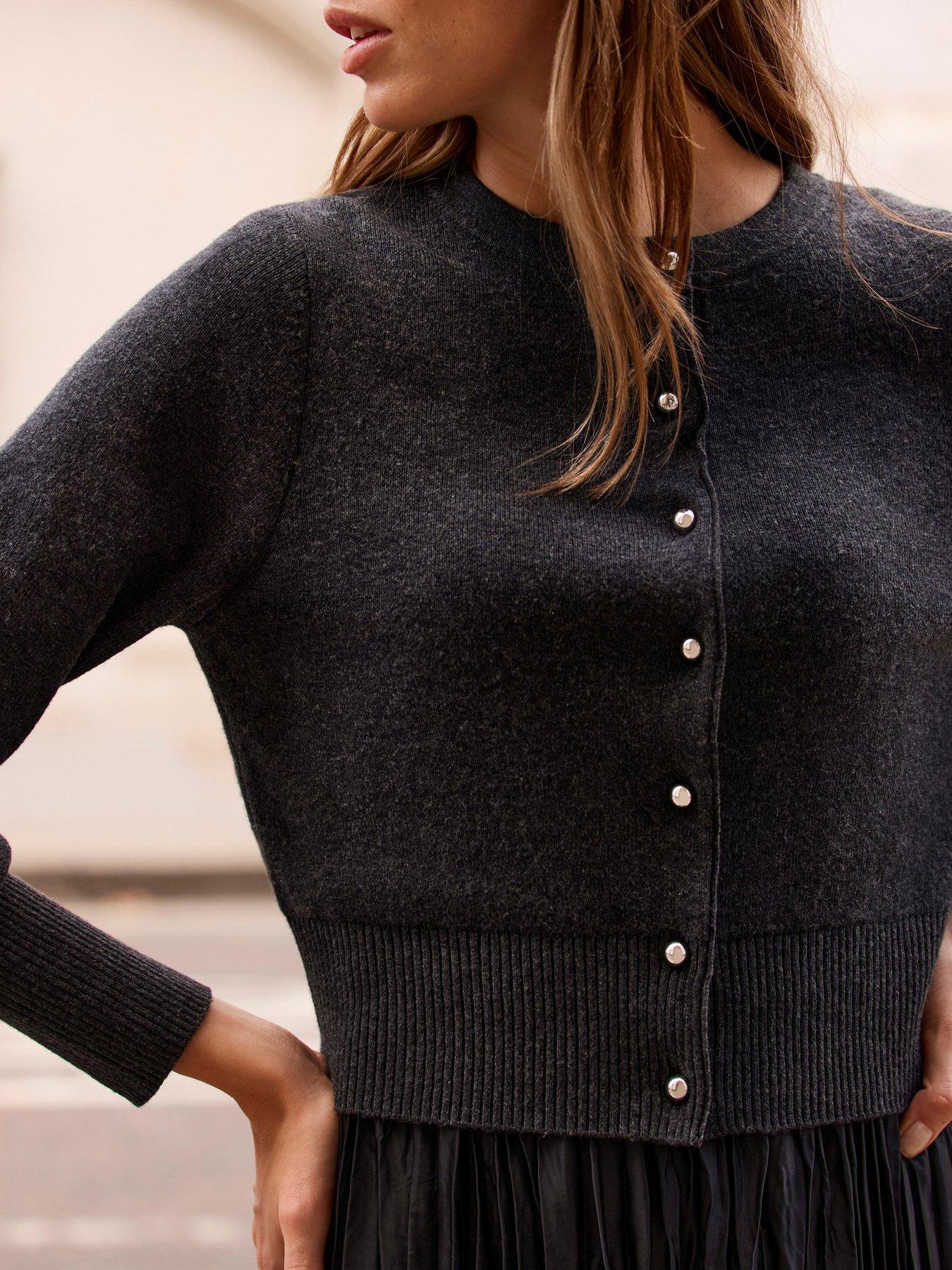 Image 4 of 6 of Mint Velvet Cardigan &amp; Pleated Dress - Grey